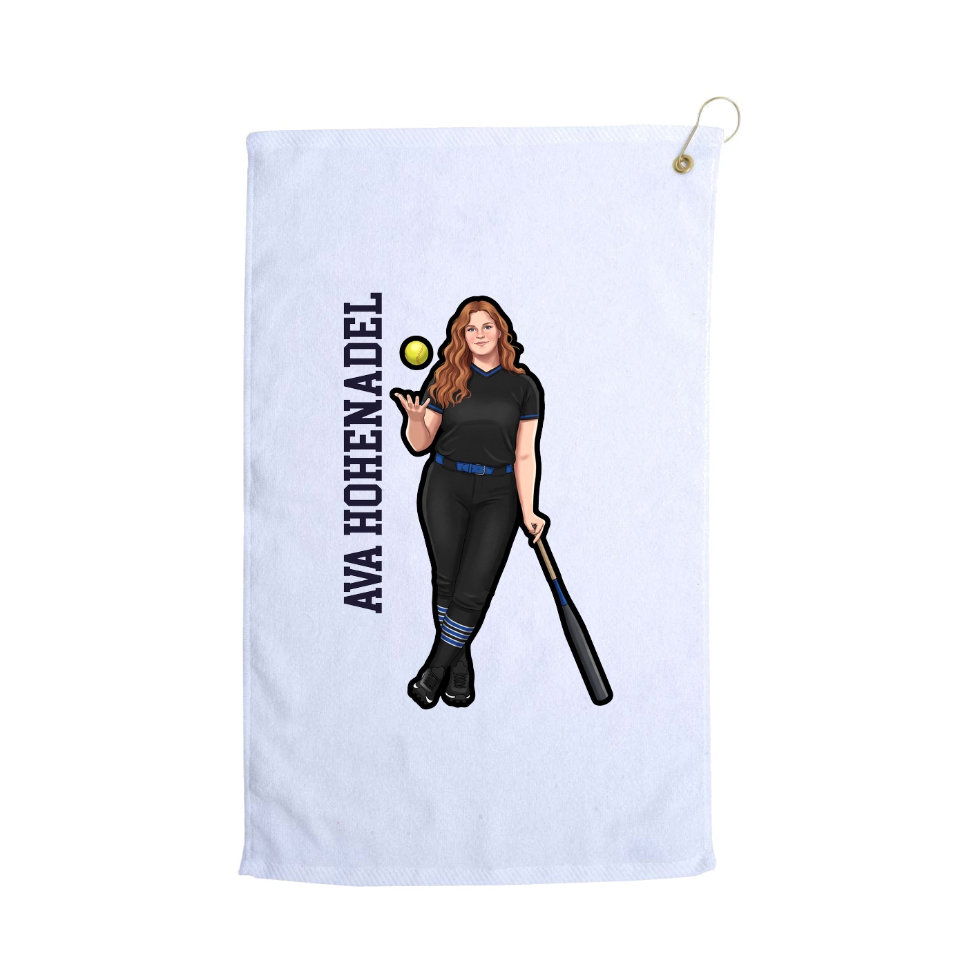 Golf Towel — Name Vertical in White