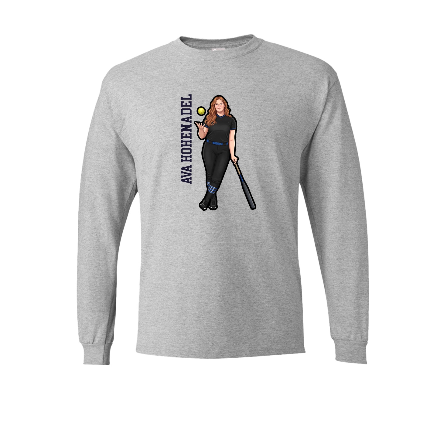Long Sleeve Tee — Name Vertical in Grey