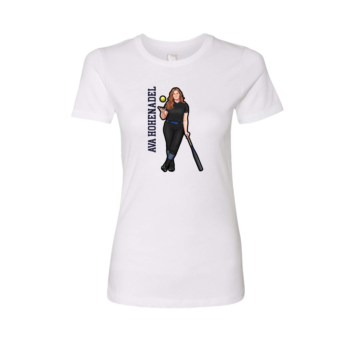 Fitted Women's Tee — Name Vertical in White