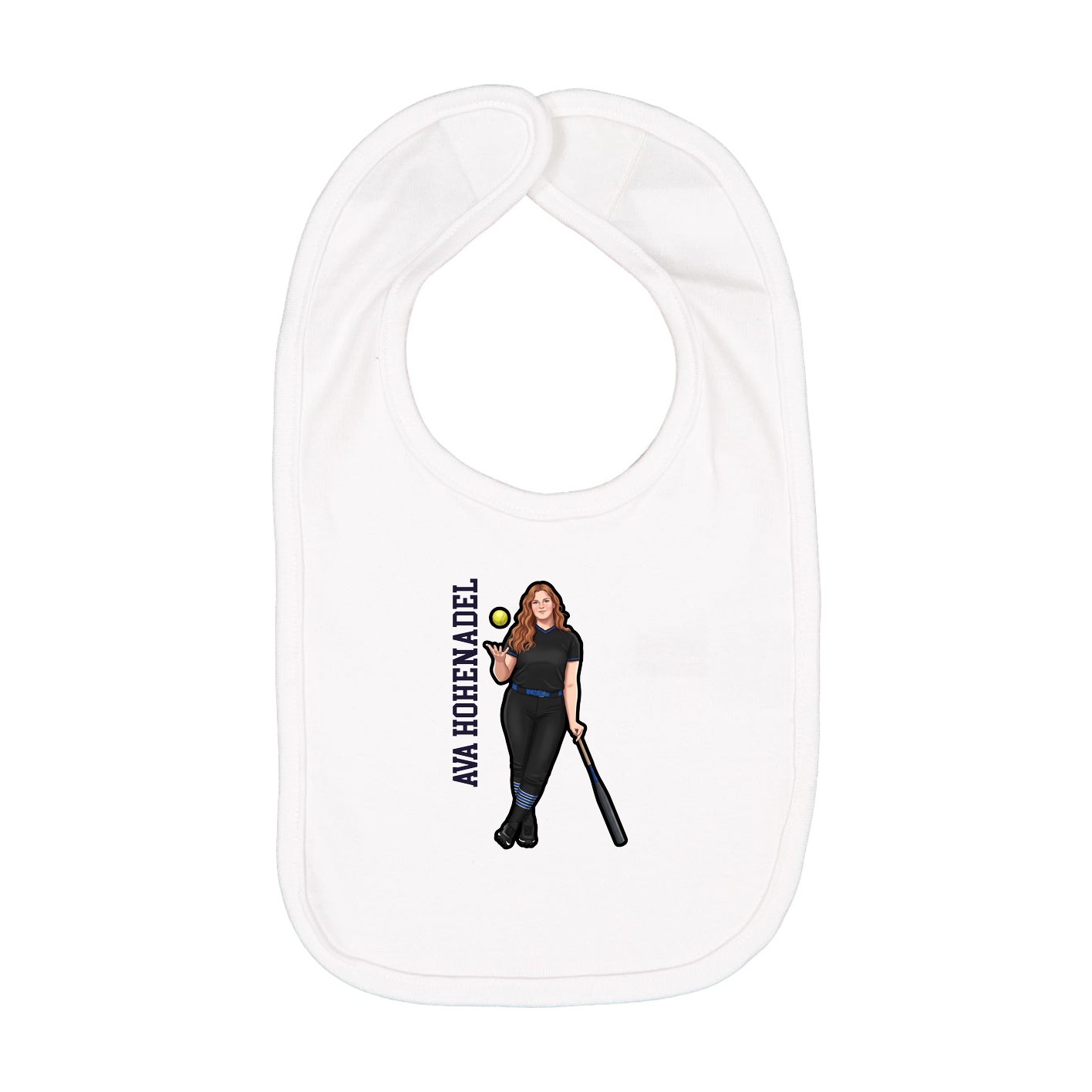 Infant Bib — Name Vertical in White