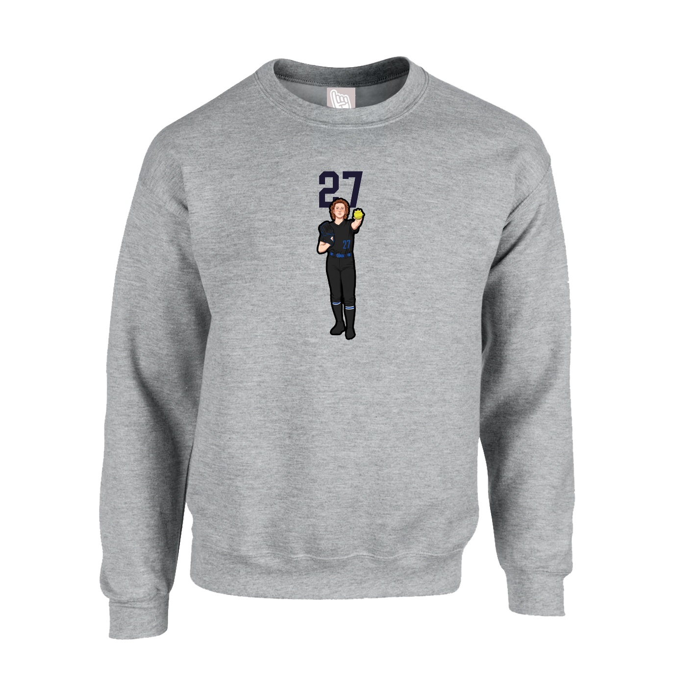 Fleece Crew — Number Top in Grey