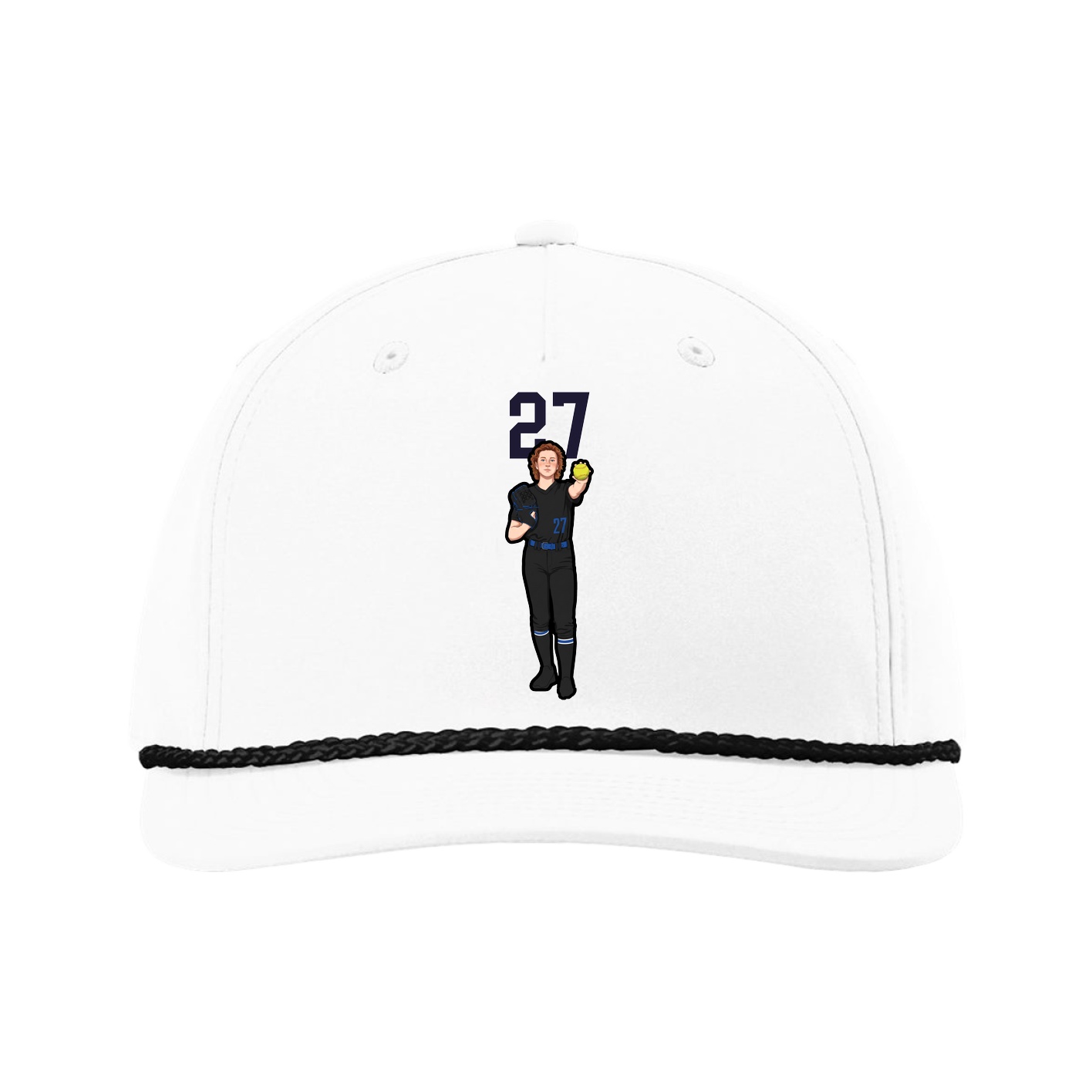 Five-Panel Classic Rope Cap — Number Top in White
