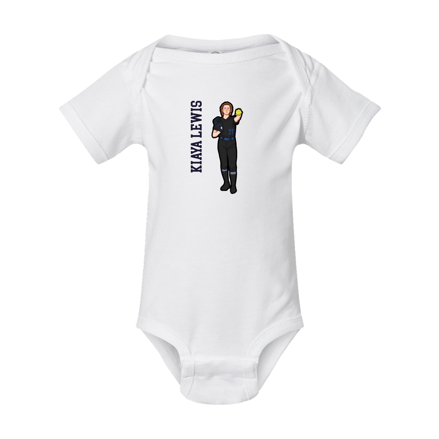 Baby Onesie — Name Vertical in White