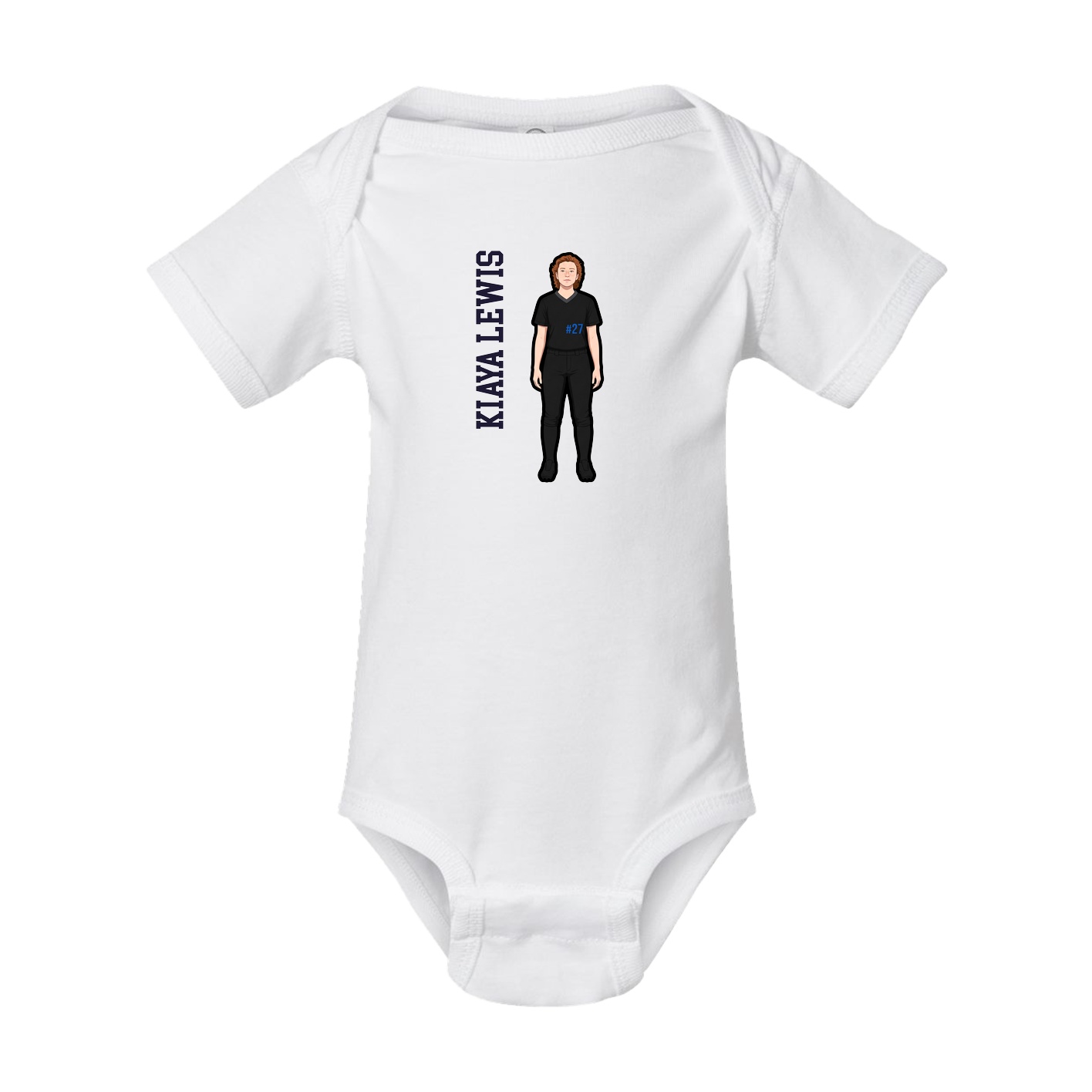 Baby Onesie — Name Vertical in White