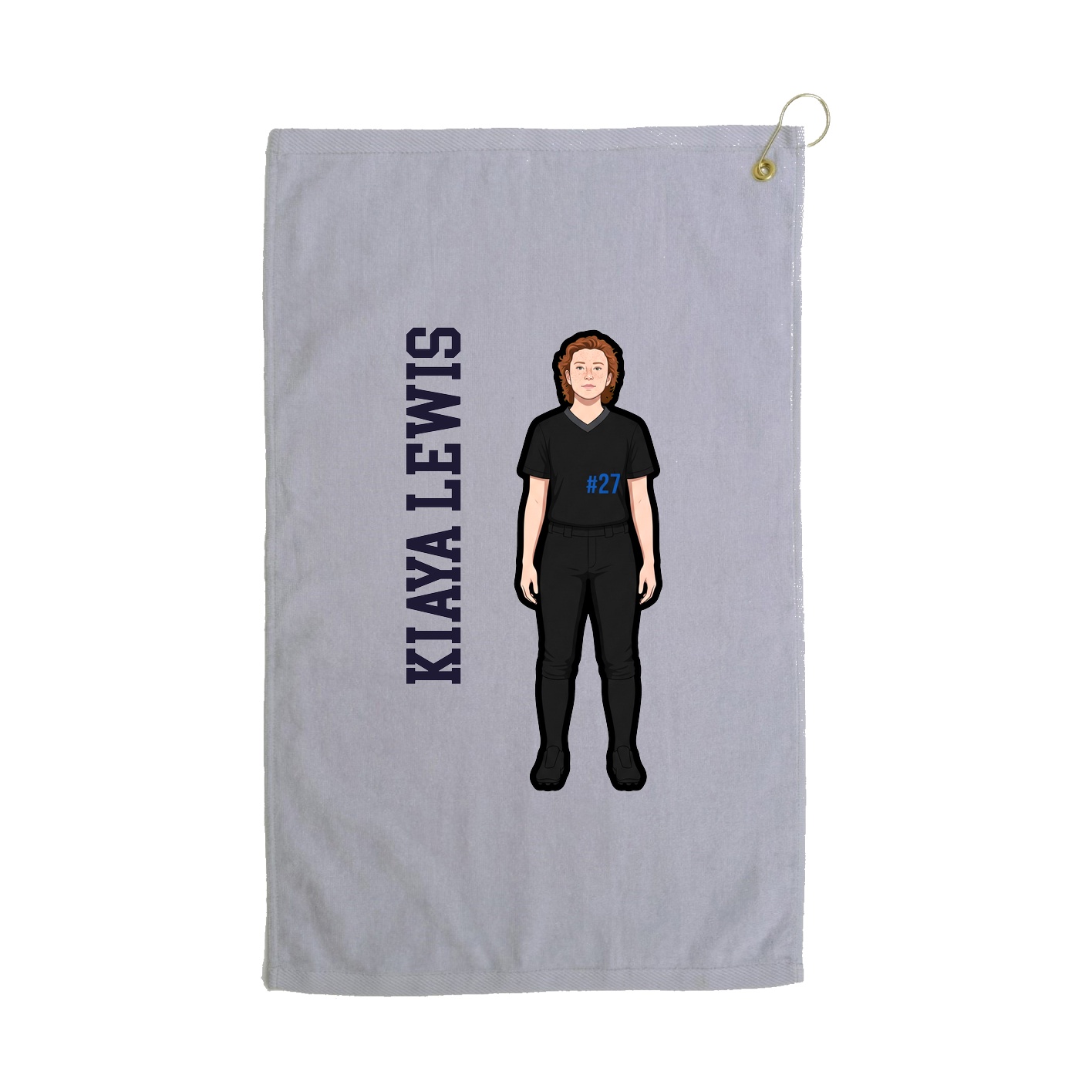 Golf Towel — Name Vertical in Grey