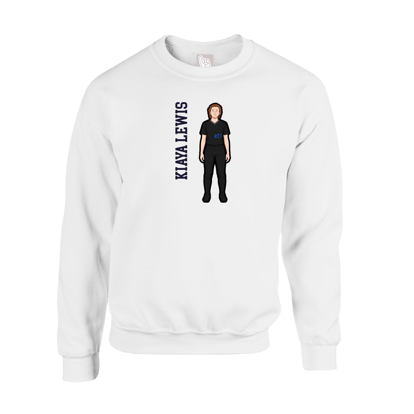 Fleece Crew — Name Vertical in White