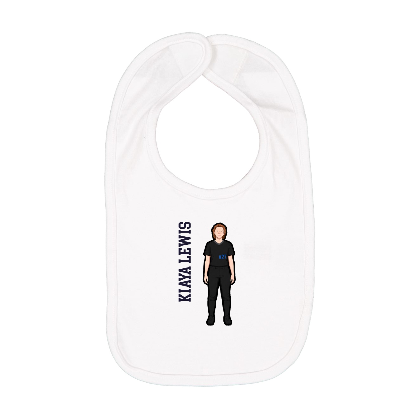 Infant Bib — Name Vertical in White