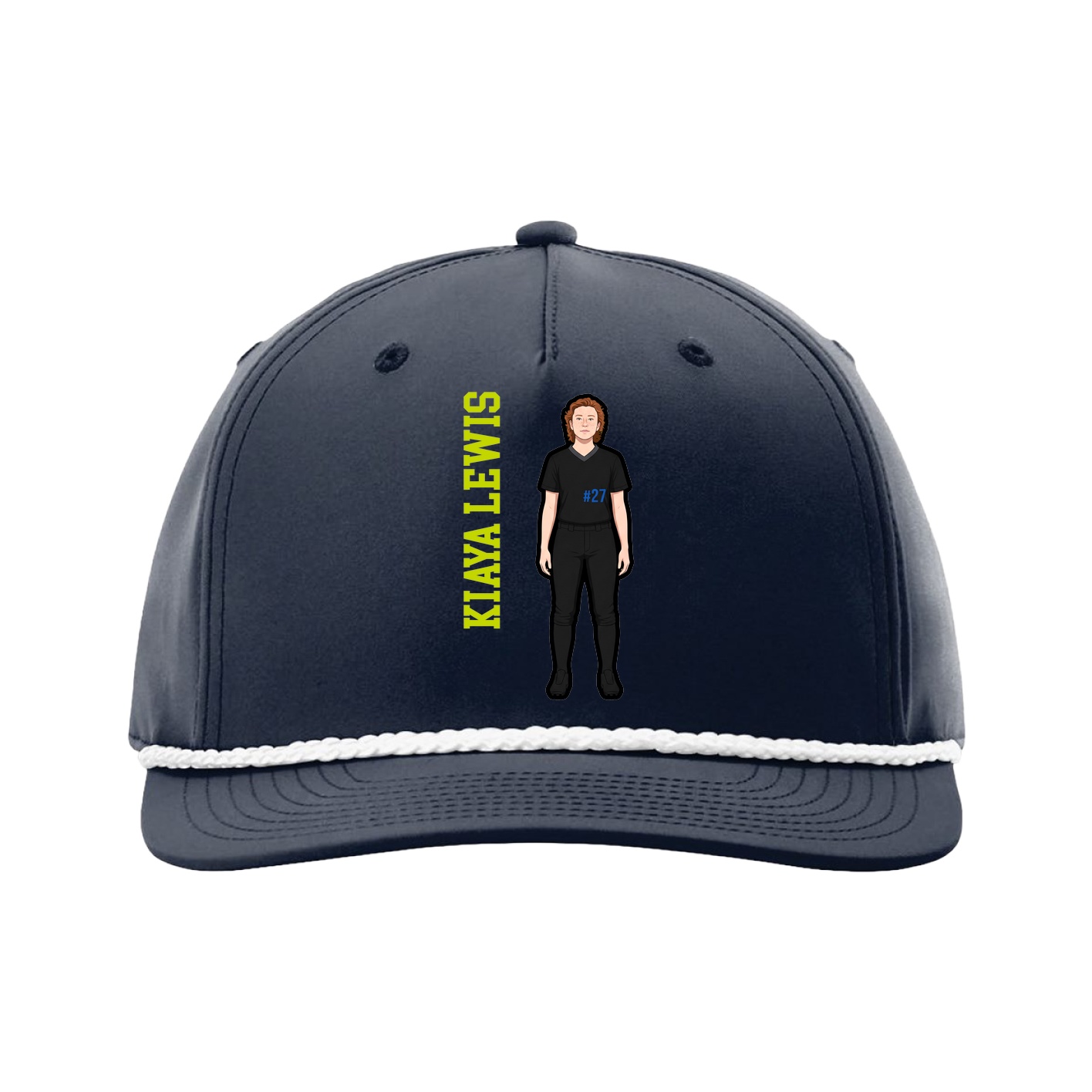 Five-Panel Classic Rope Cap — Name Vertical in Navy