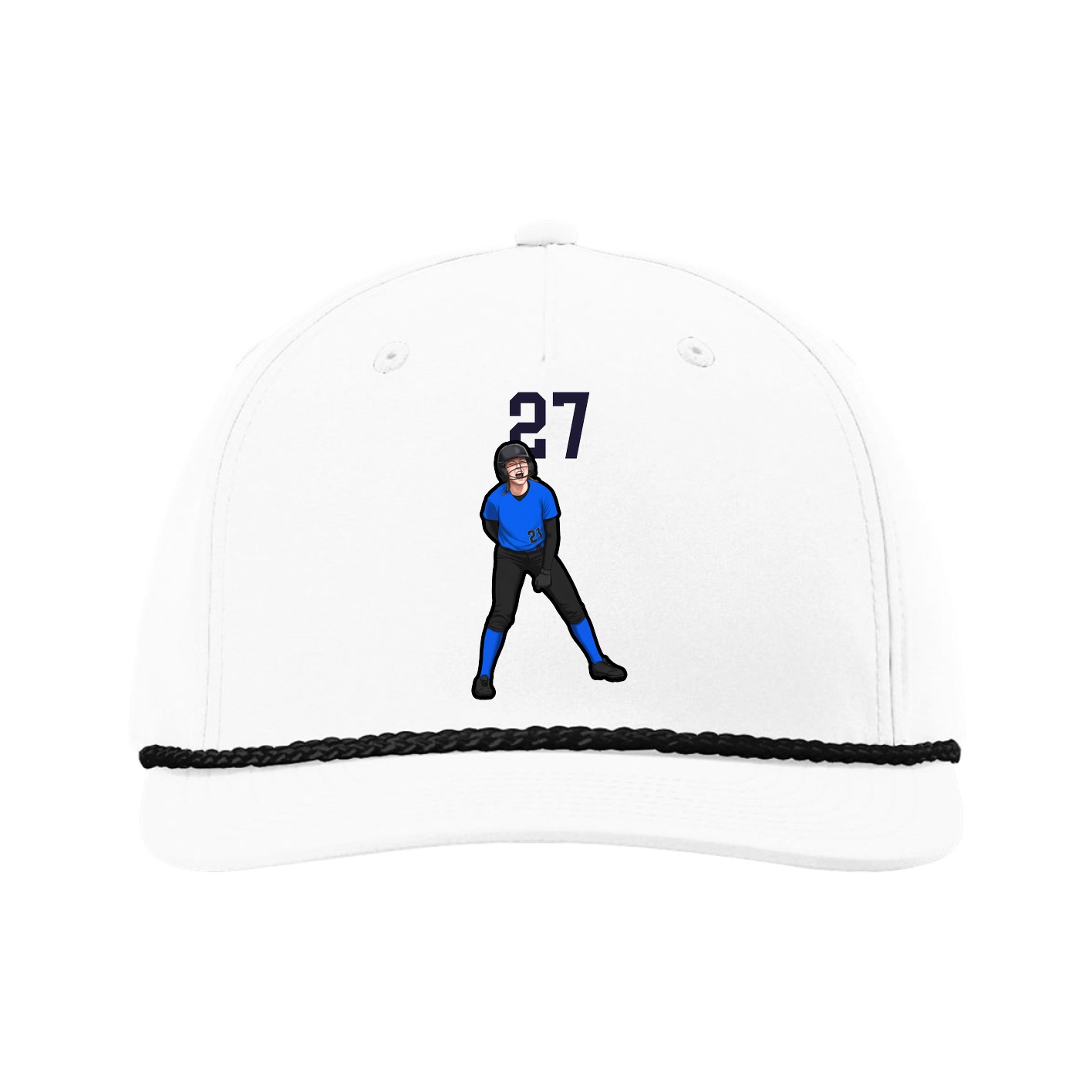 Five-Panel Classic Rope Cap — Number Top in White