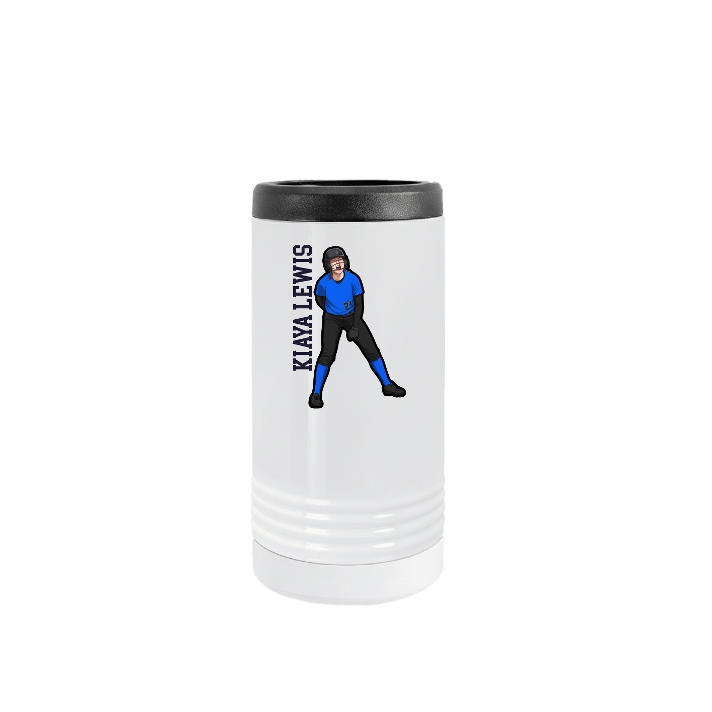 Slim Beverage Holder — Name Vertical in White