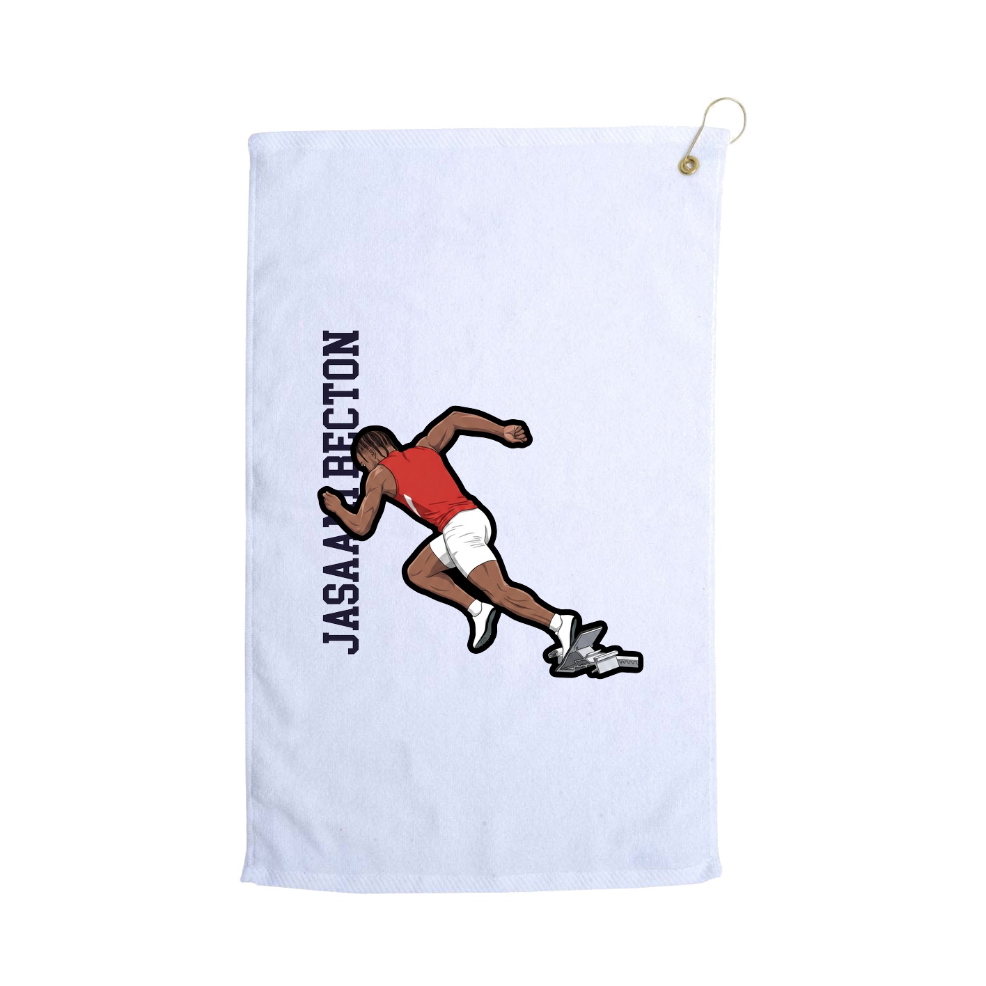 Golf Towel — Name Vertical in White