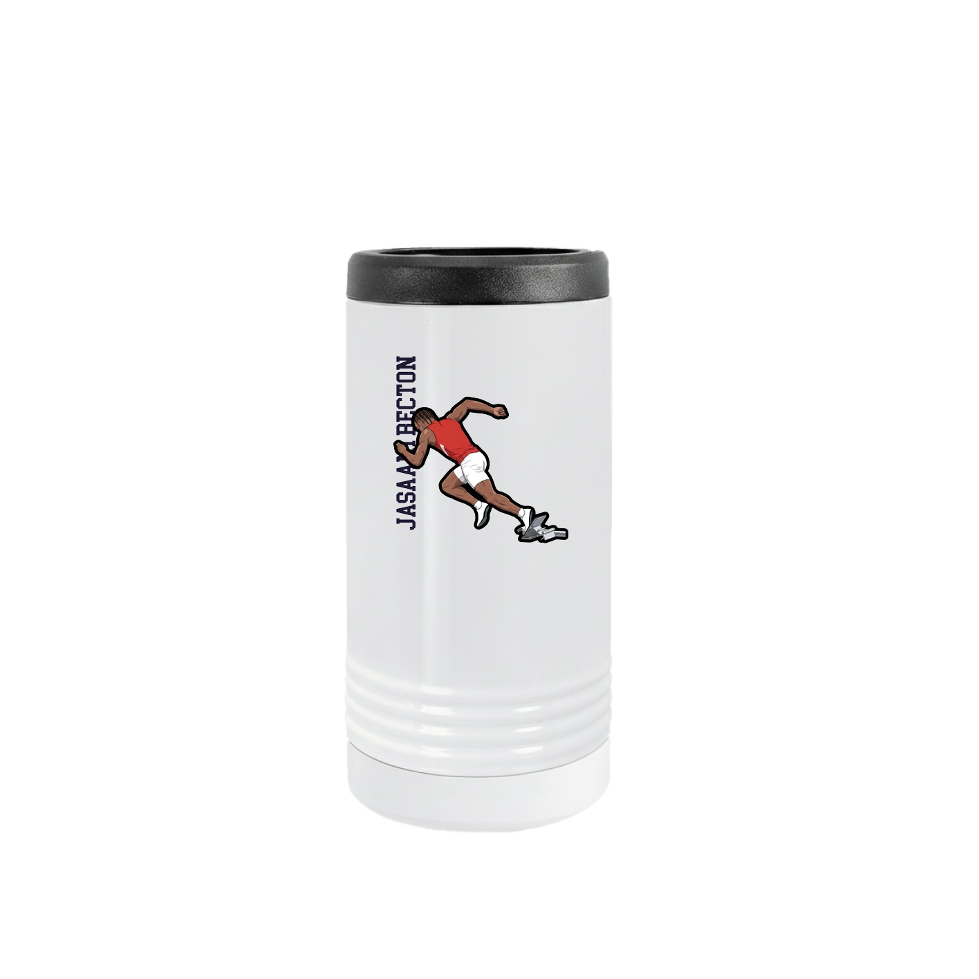 Slim Beverage Holder — Name Vertical in White