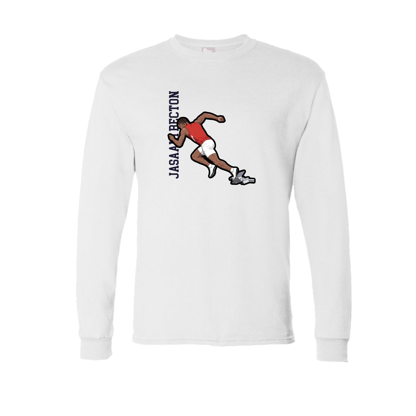 Long Sleeve Tee — Name Vertical in White