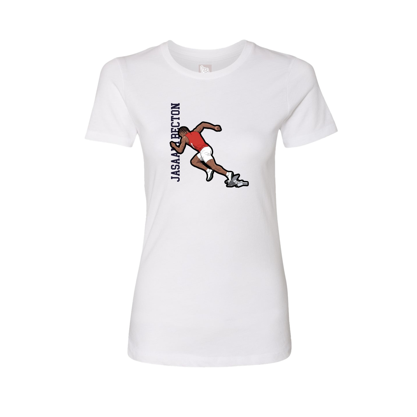 Fitted Women's Tee — Name Vertical in White