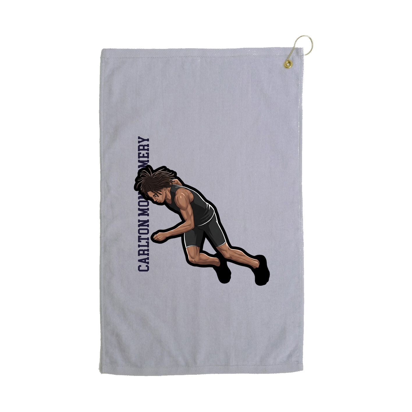 Golf Towel — Name Vertical in Grey
