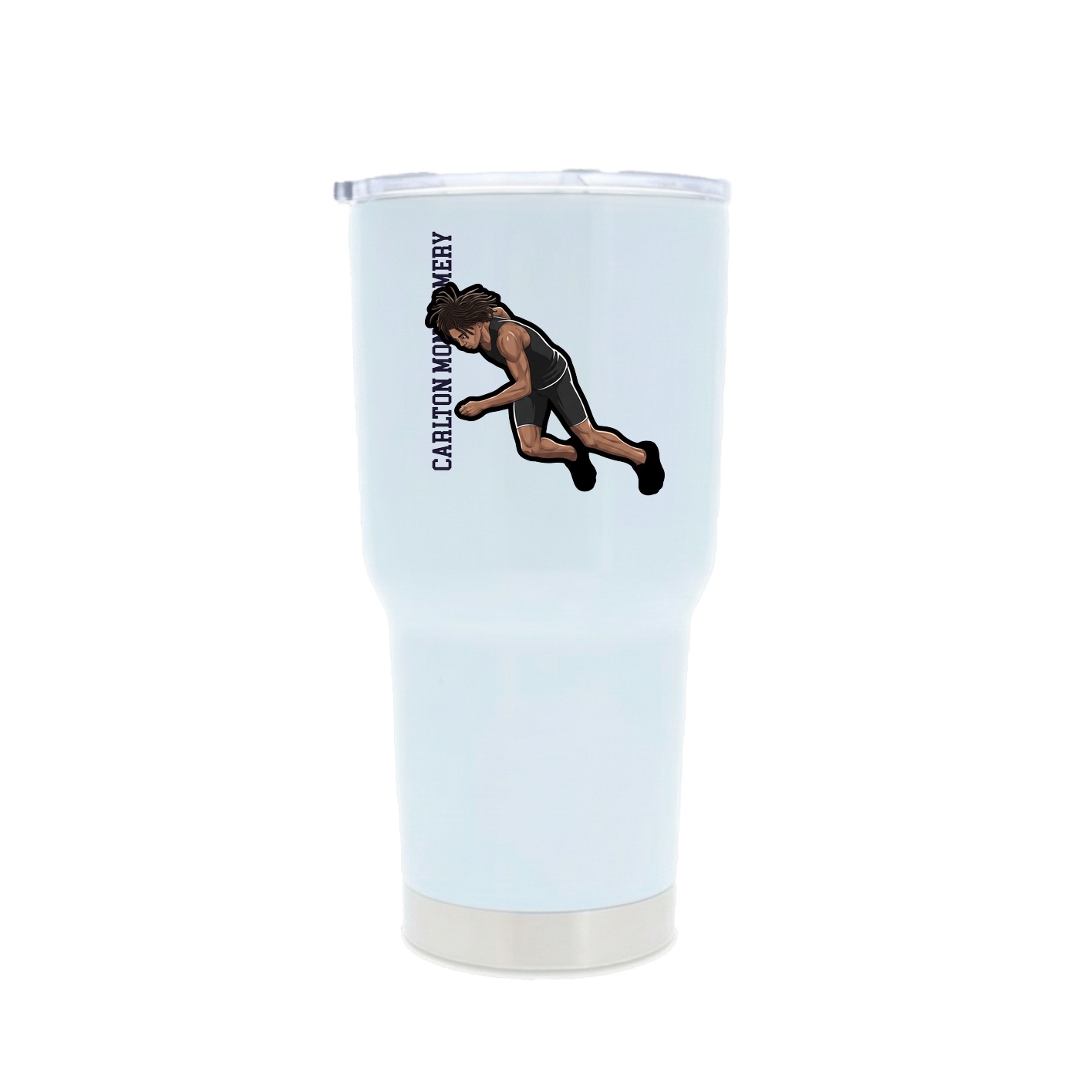 30oz Stainless Steel Tumbler — Name Vertical in White