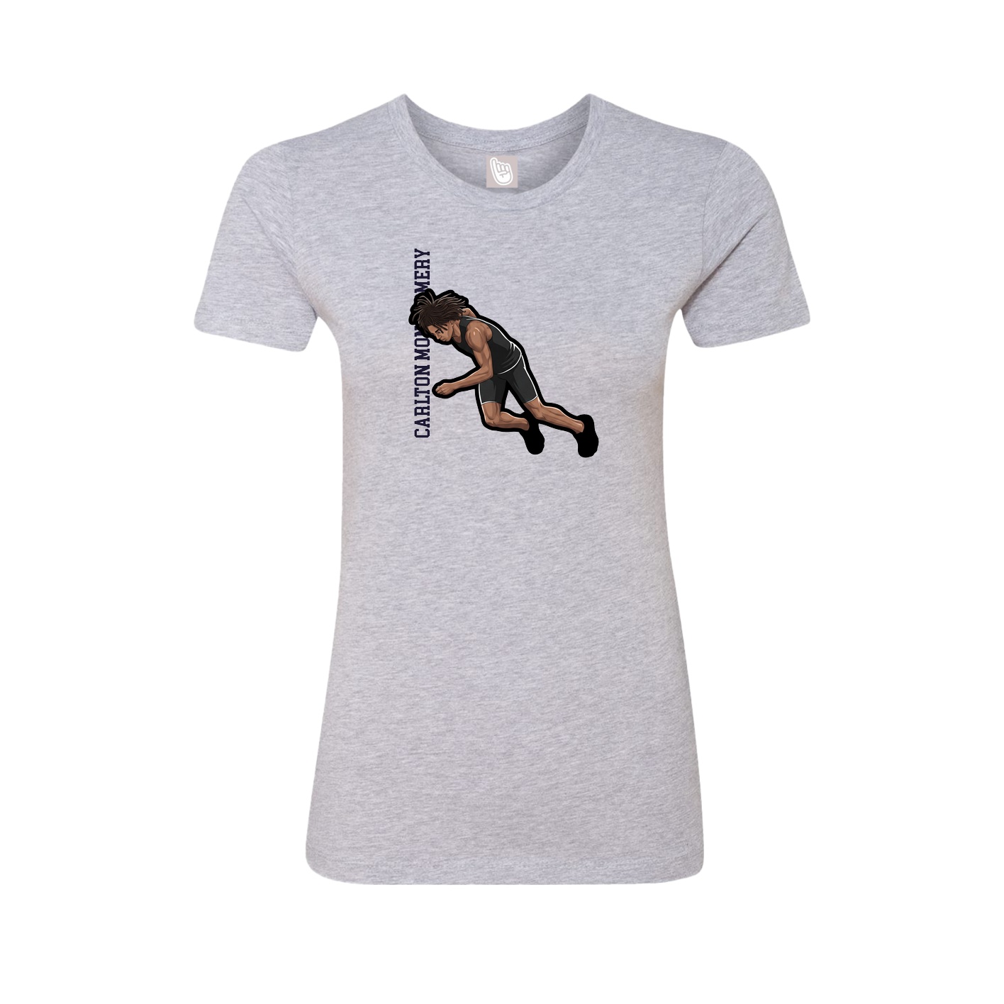 Fitted Women's Tee — Name Vertical in Grey