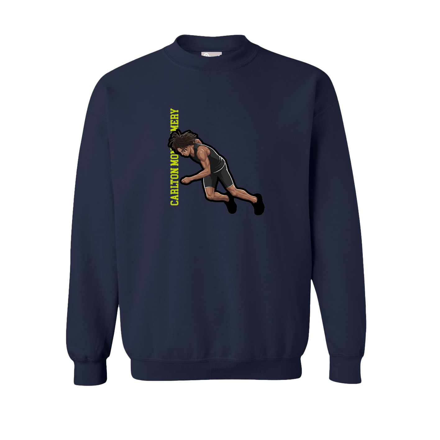 Fleece Crew — Name Vertical in Navy