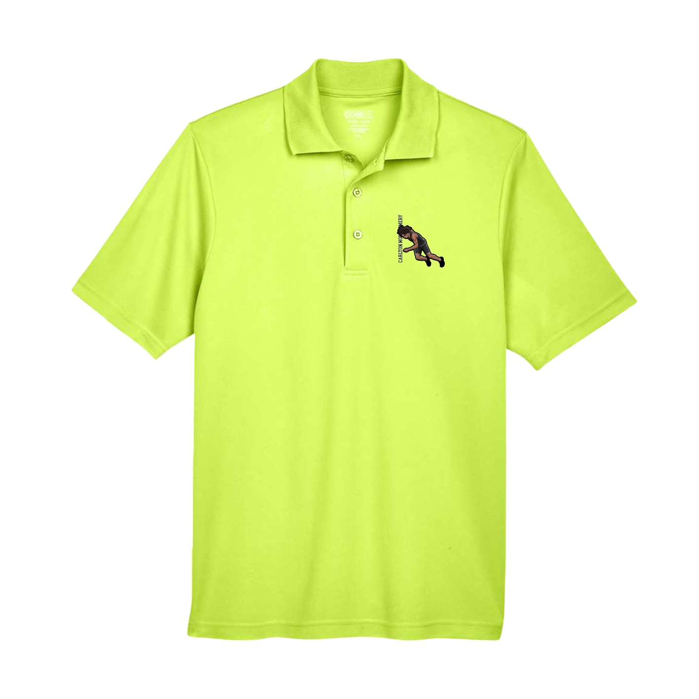 Performance Polo — Name Vertical in Yellow