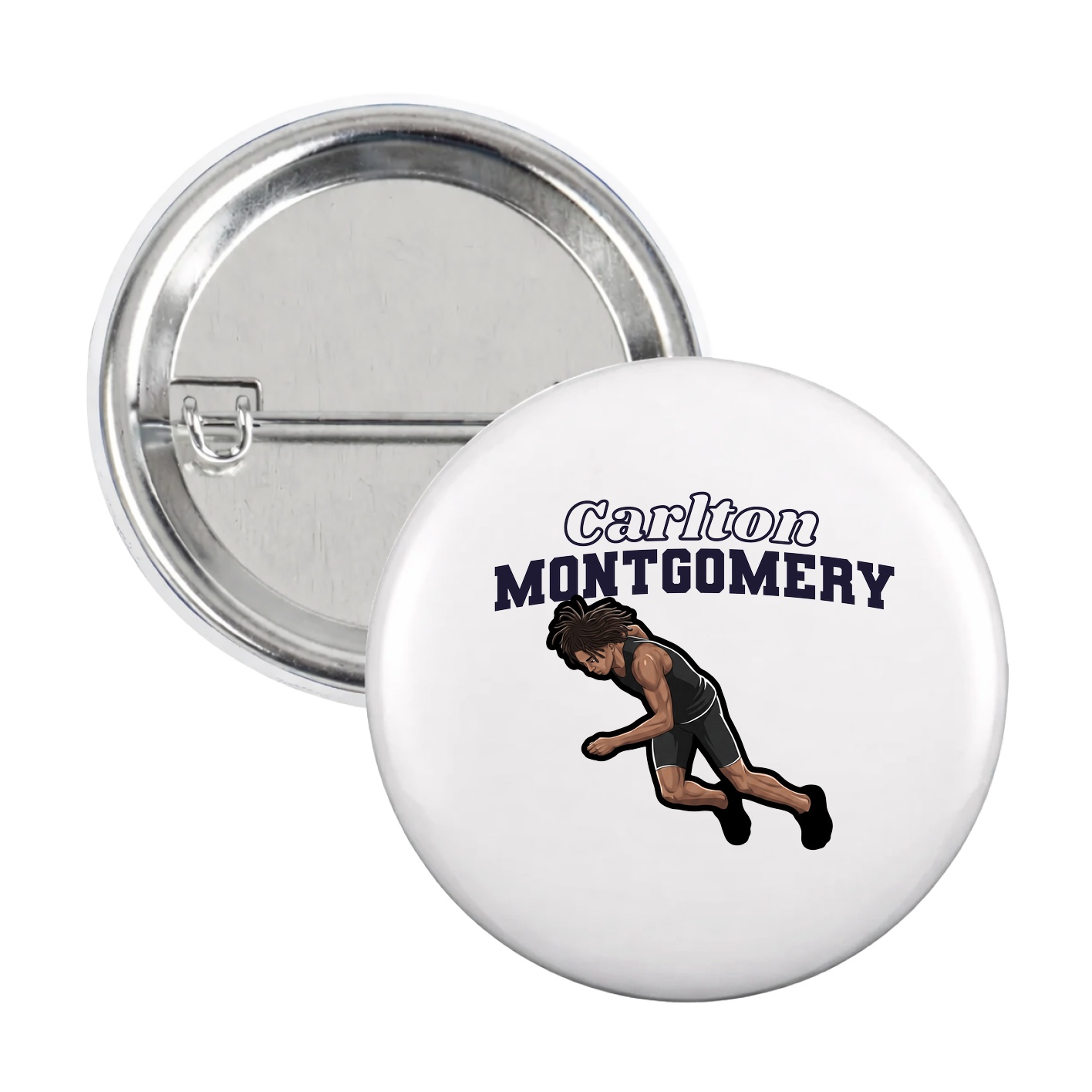 Game Day Button — Name Arch in White
