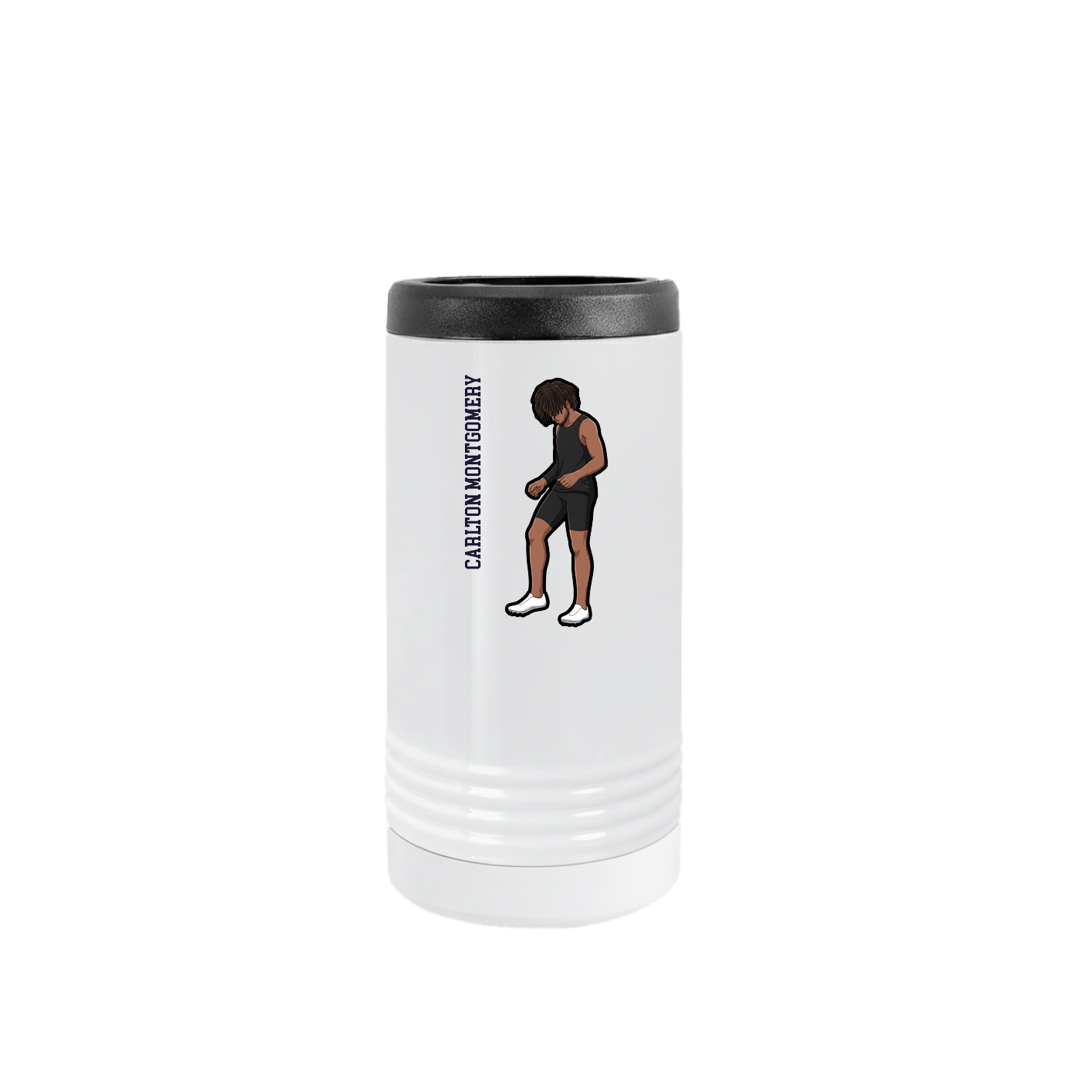 Slim Beverage Holder — Name Vertical in White