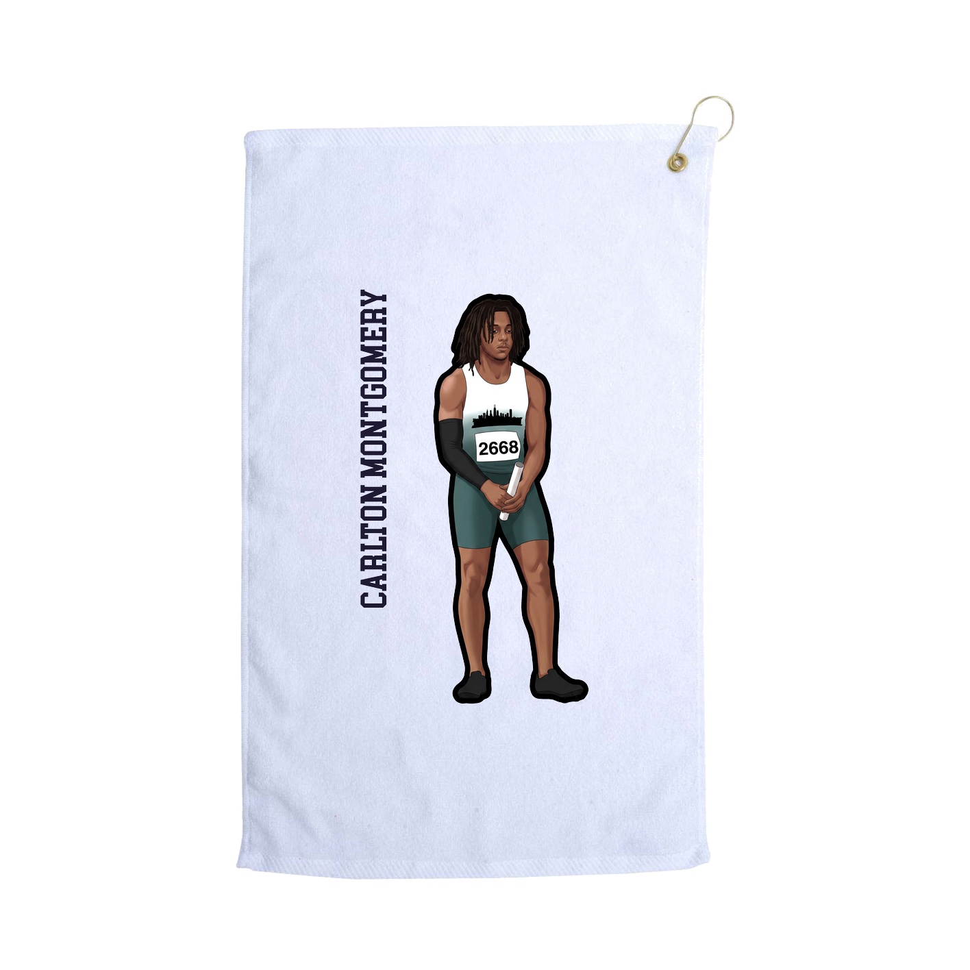 Golf Towel — Name Vertical in White