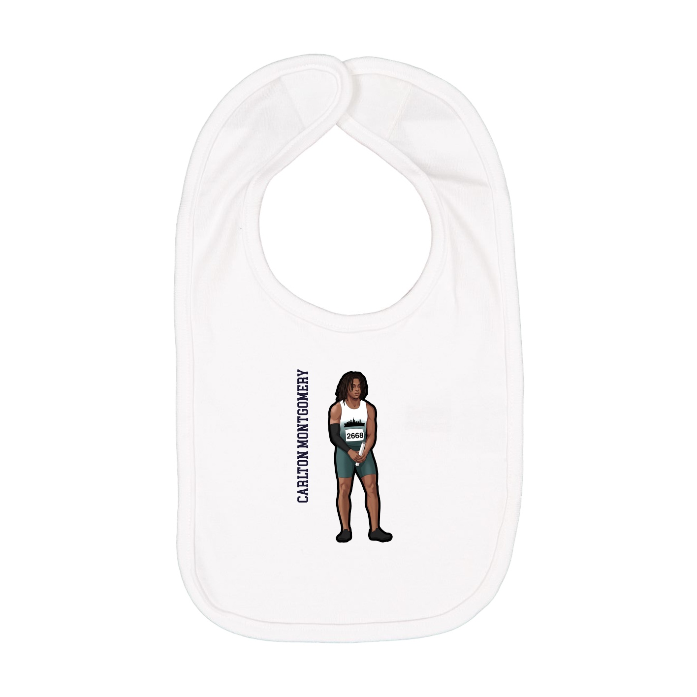 Infant Bib — Name Vertical in White