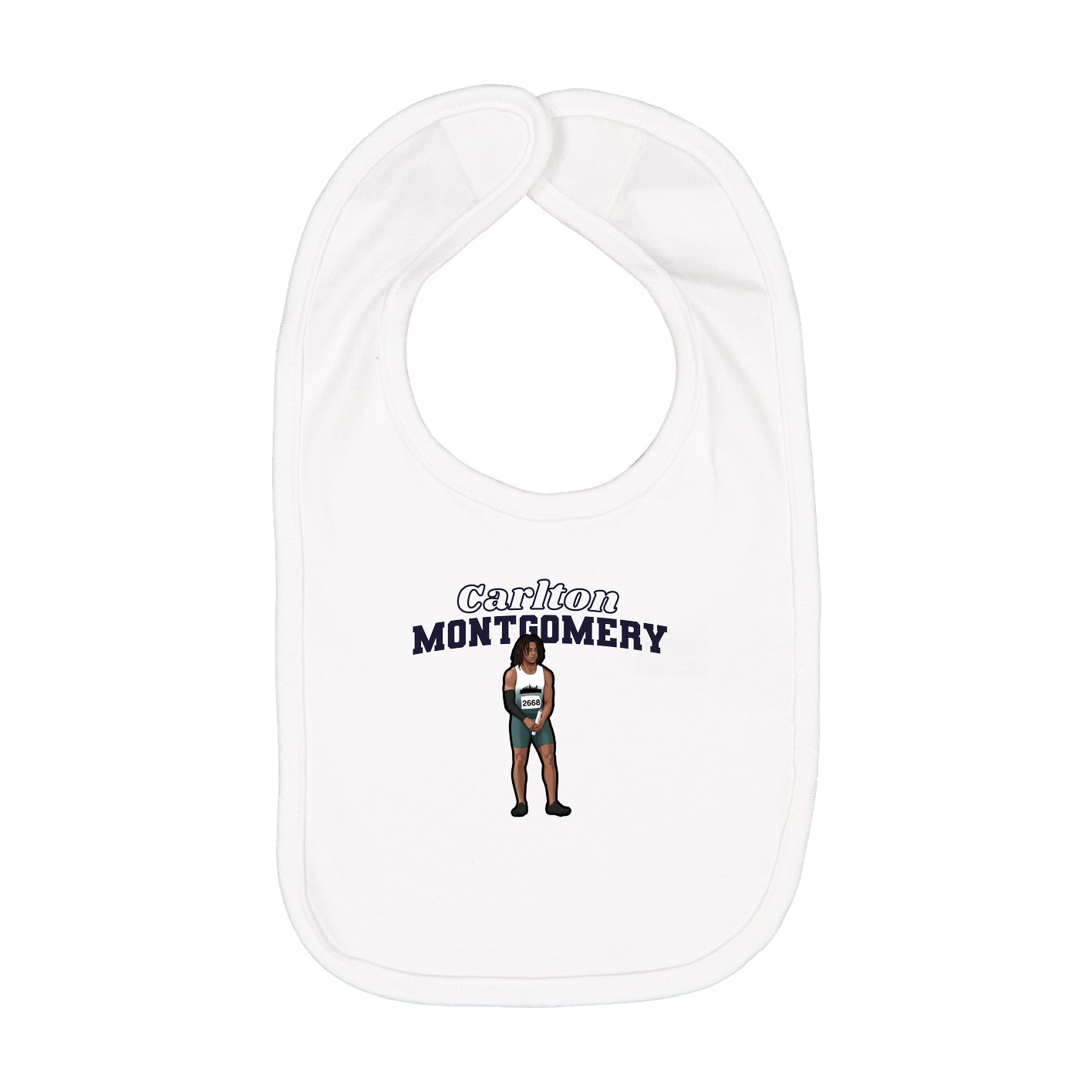 Infant Bib — Name Arch in White
