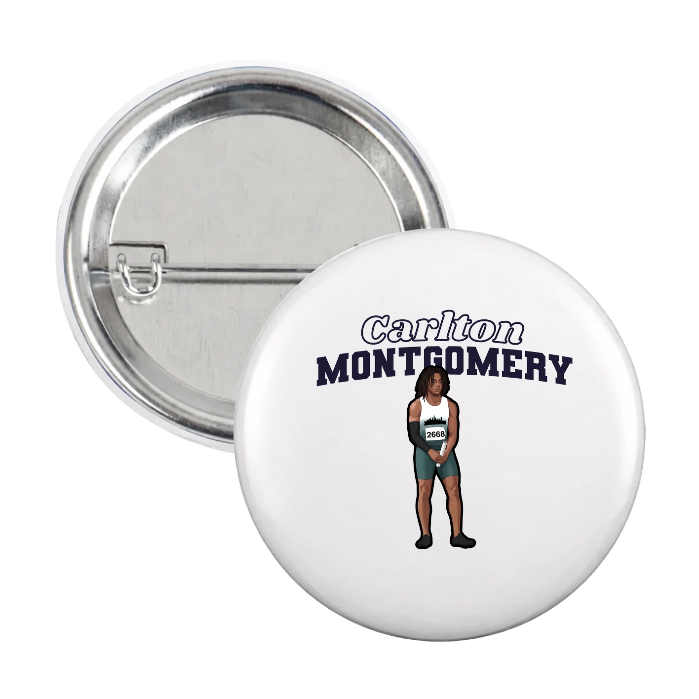 Game Day Button — Name Arch in White