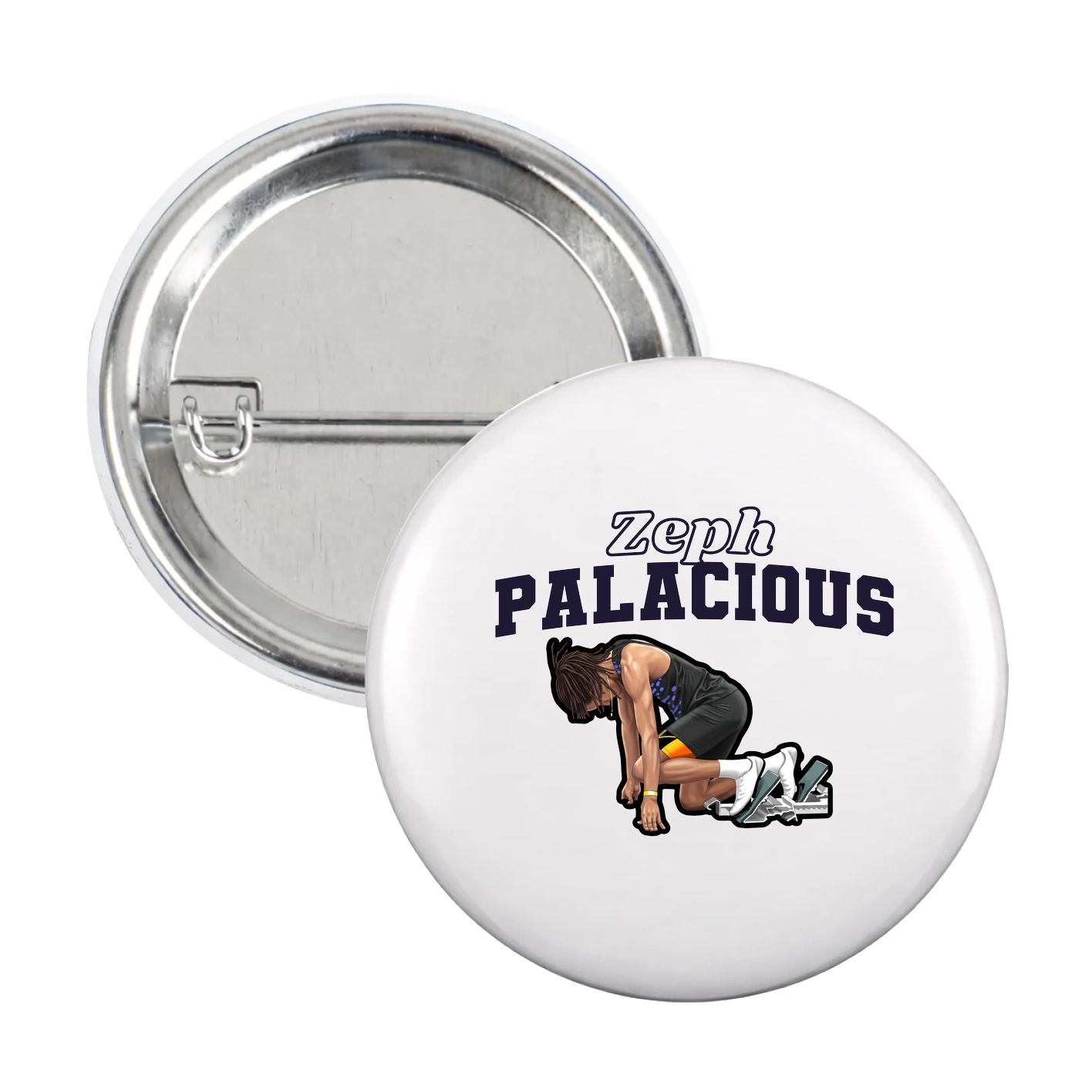Game Day Button — Name Arch in White