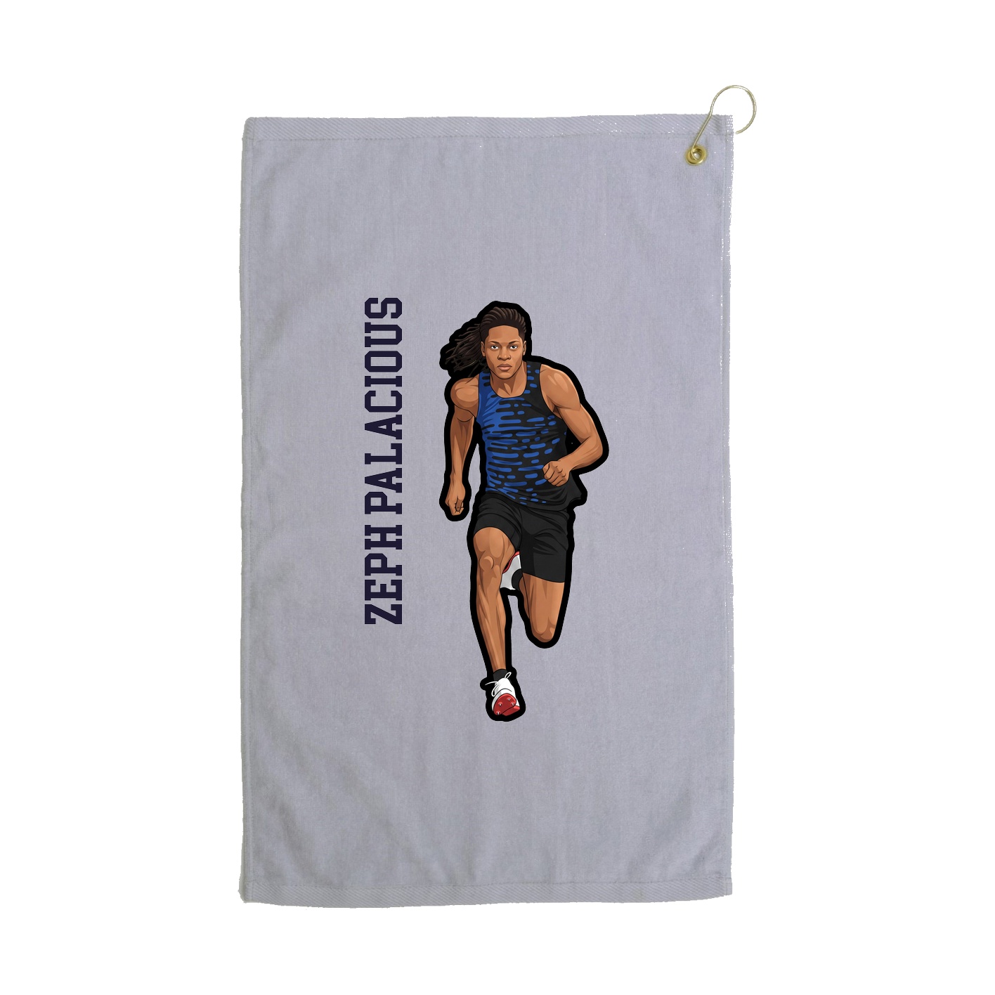 Golf Towel — Name Vertical in Grey