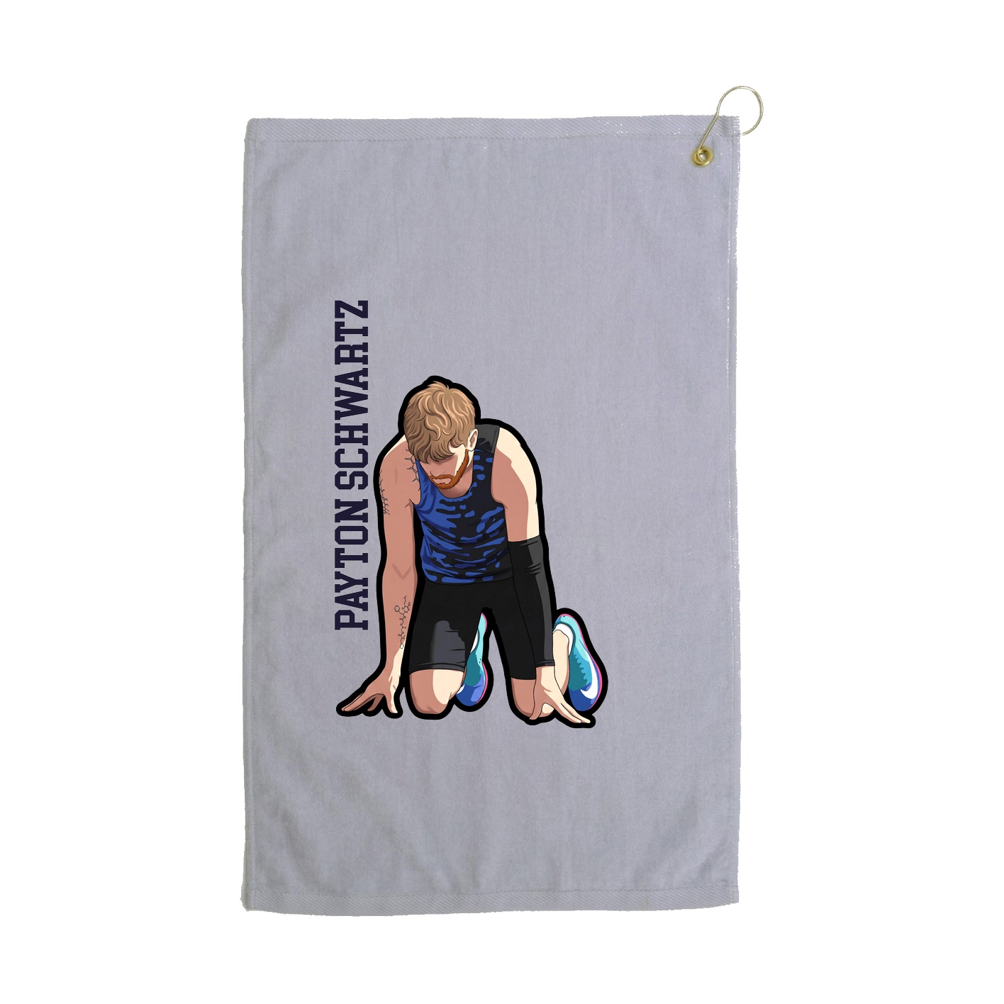 Golf Towel — Name Vertical in Grey