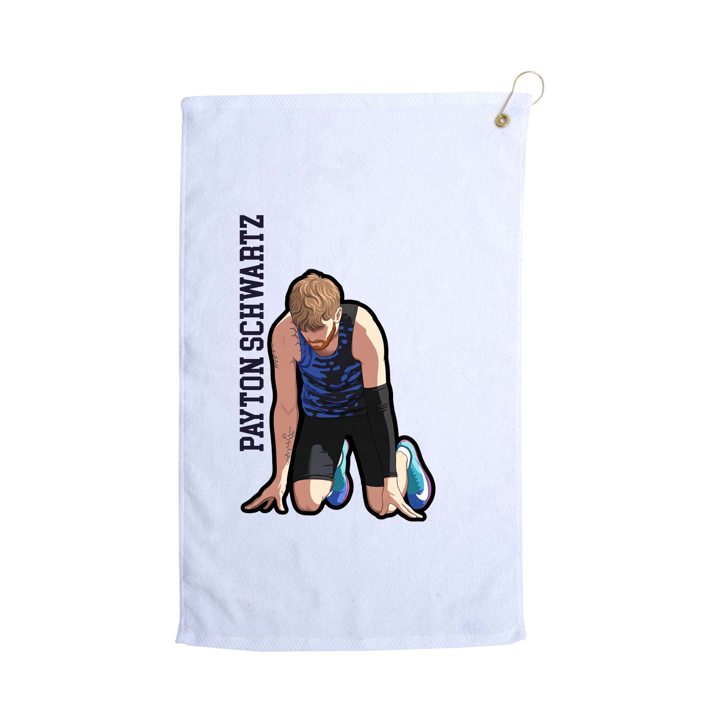 Golf Towel — Name Vertical in White