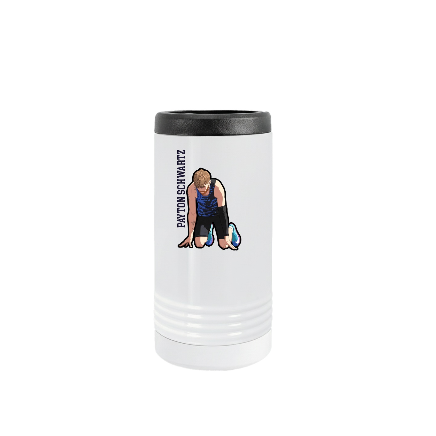 Slim Beverage Holder — Name Vertical in White