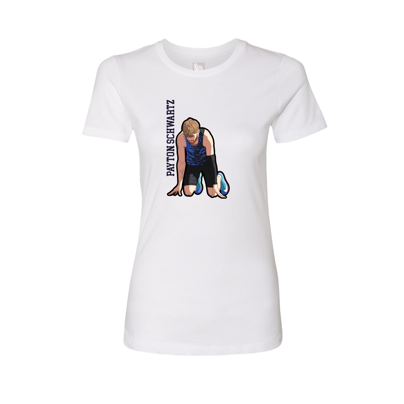 Fitted Women's Tee — Name Vertical in White