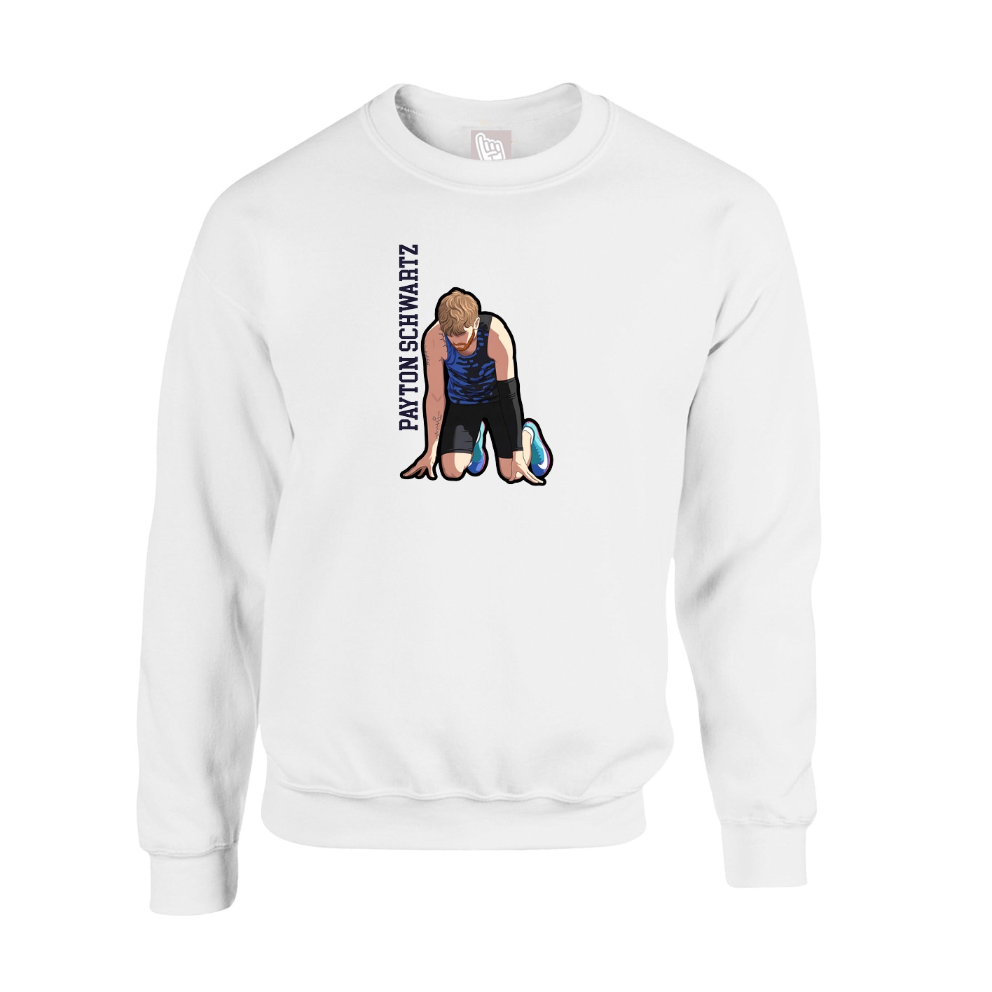 Fleece Crew — Name Vertical in White