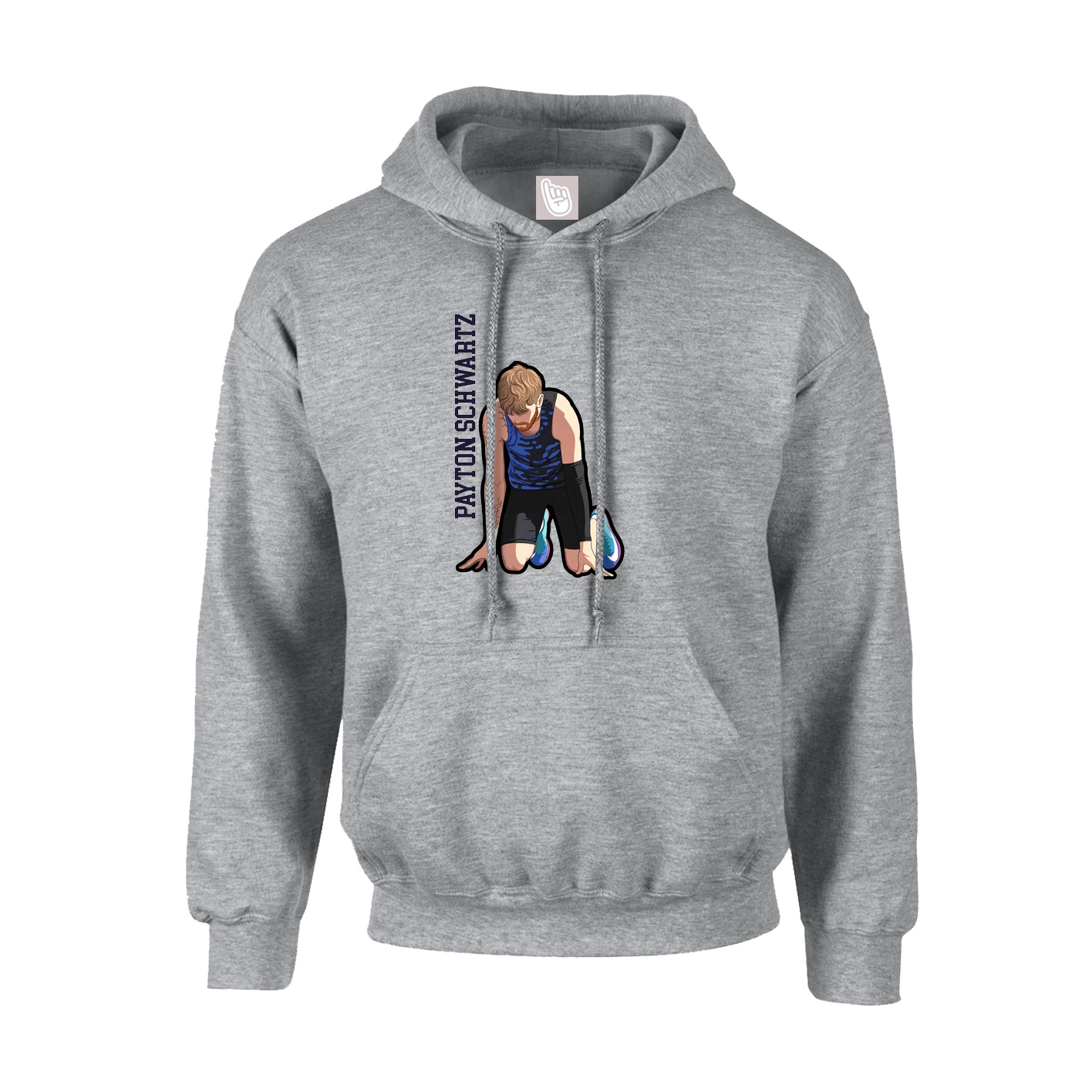 Youth Hoodie — Name Vertical in Grey