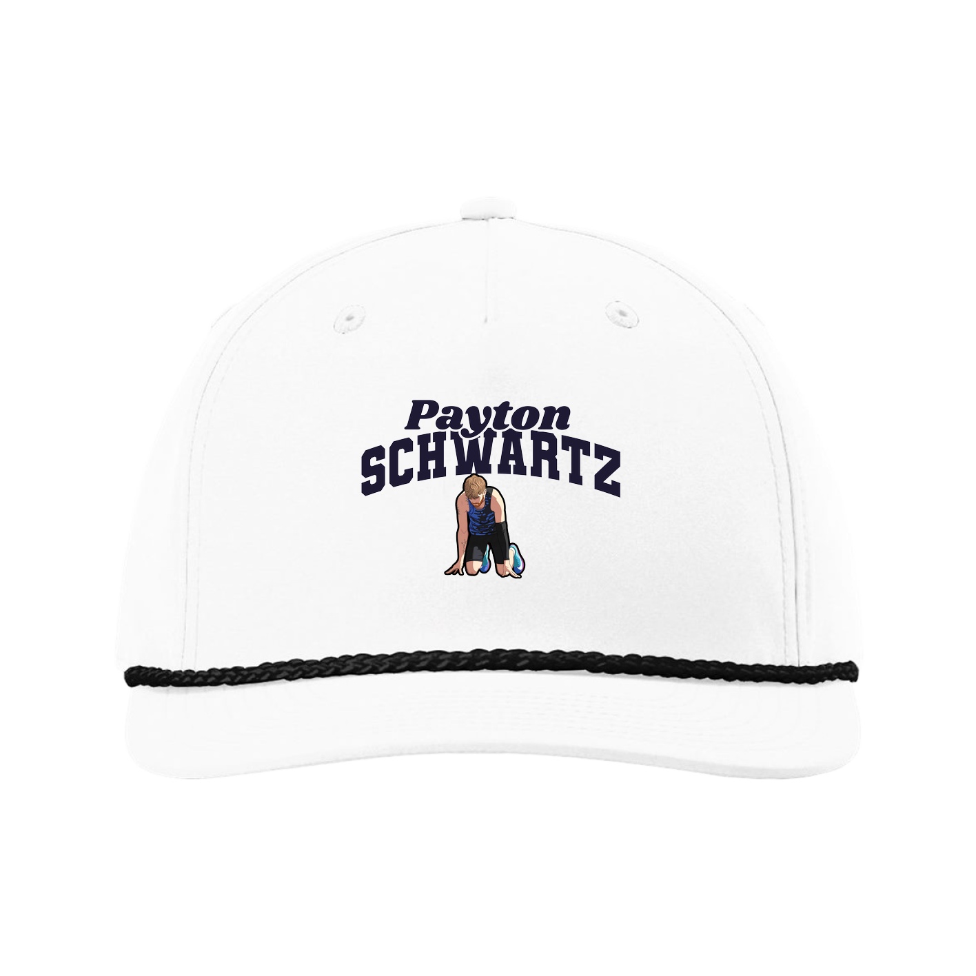 Five-Panel Classic Rope Cap — Signature Arch in White