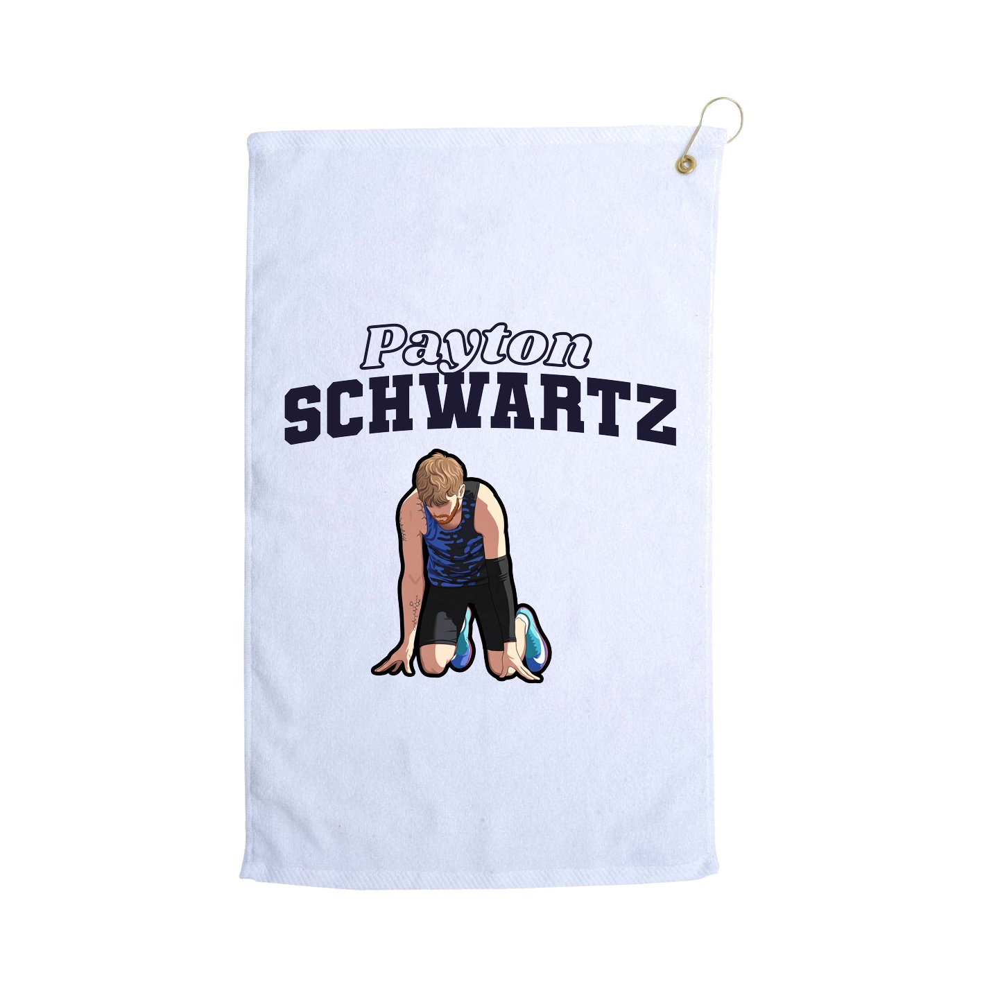 Golf Towel — Name Arch in White