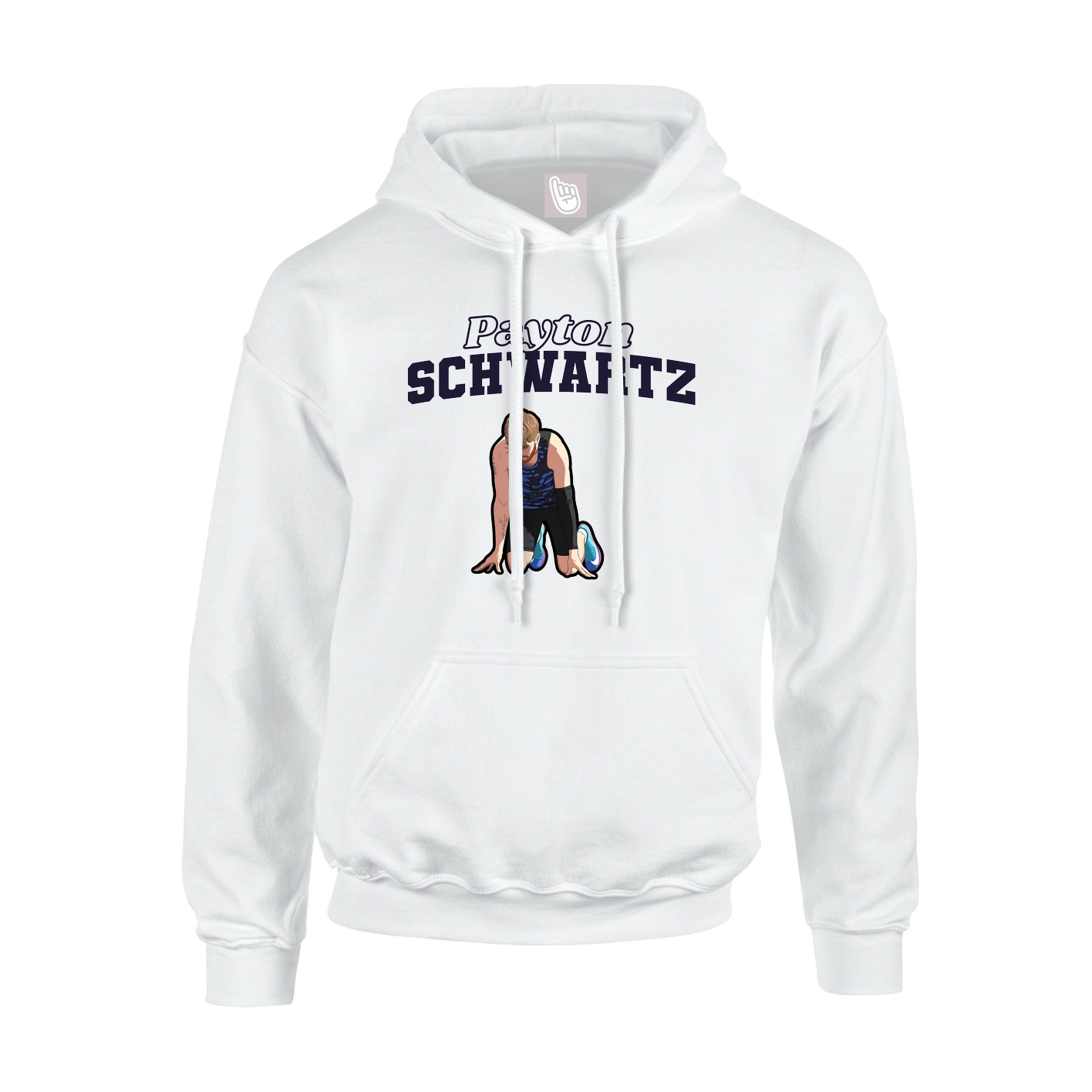 Youth Hoodie — Name Arch in White