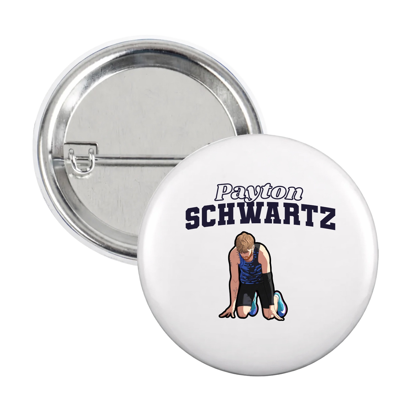 Game Day Button — Name Arch in White