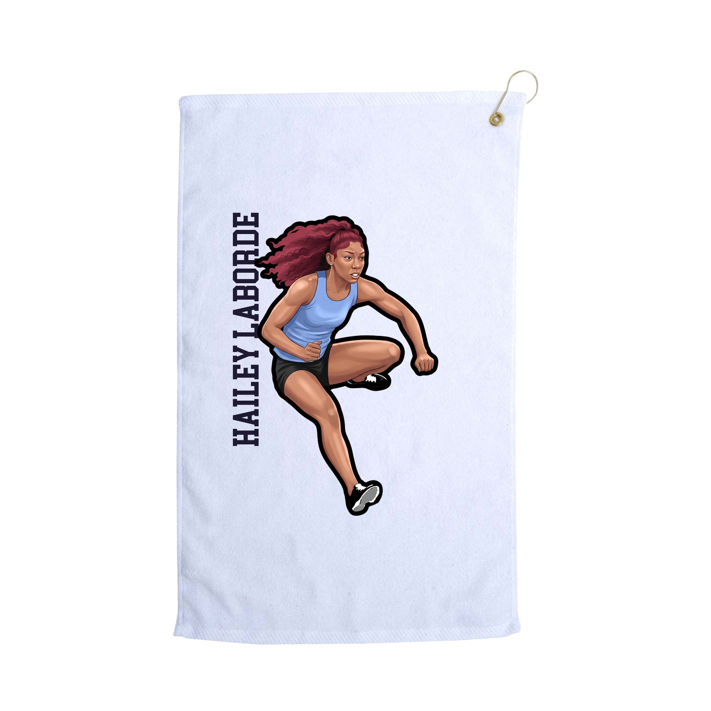 Golf Towel — Name Vertical in White