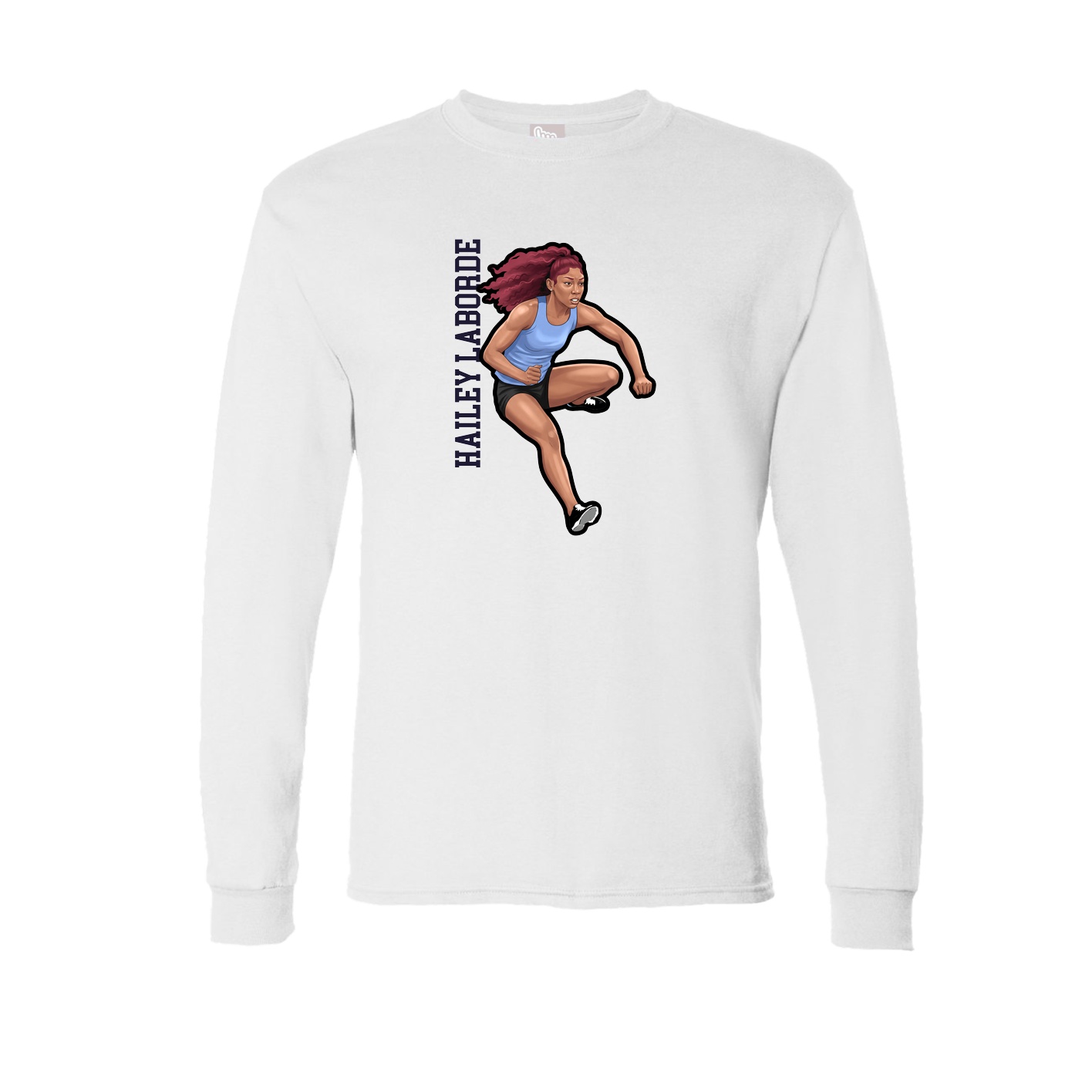 Long Sleeve Tee — Name Vertical in White