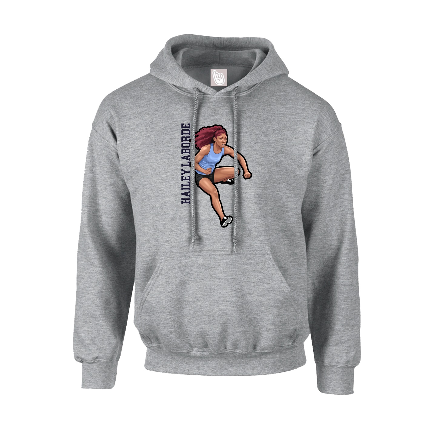 Youth Hoodie — Name Vertical in Grey