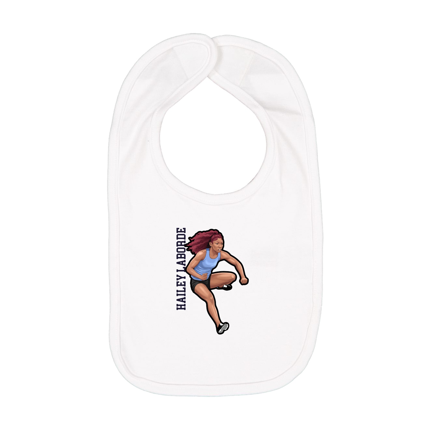 Infant Bib — Name Vertical in White