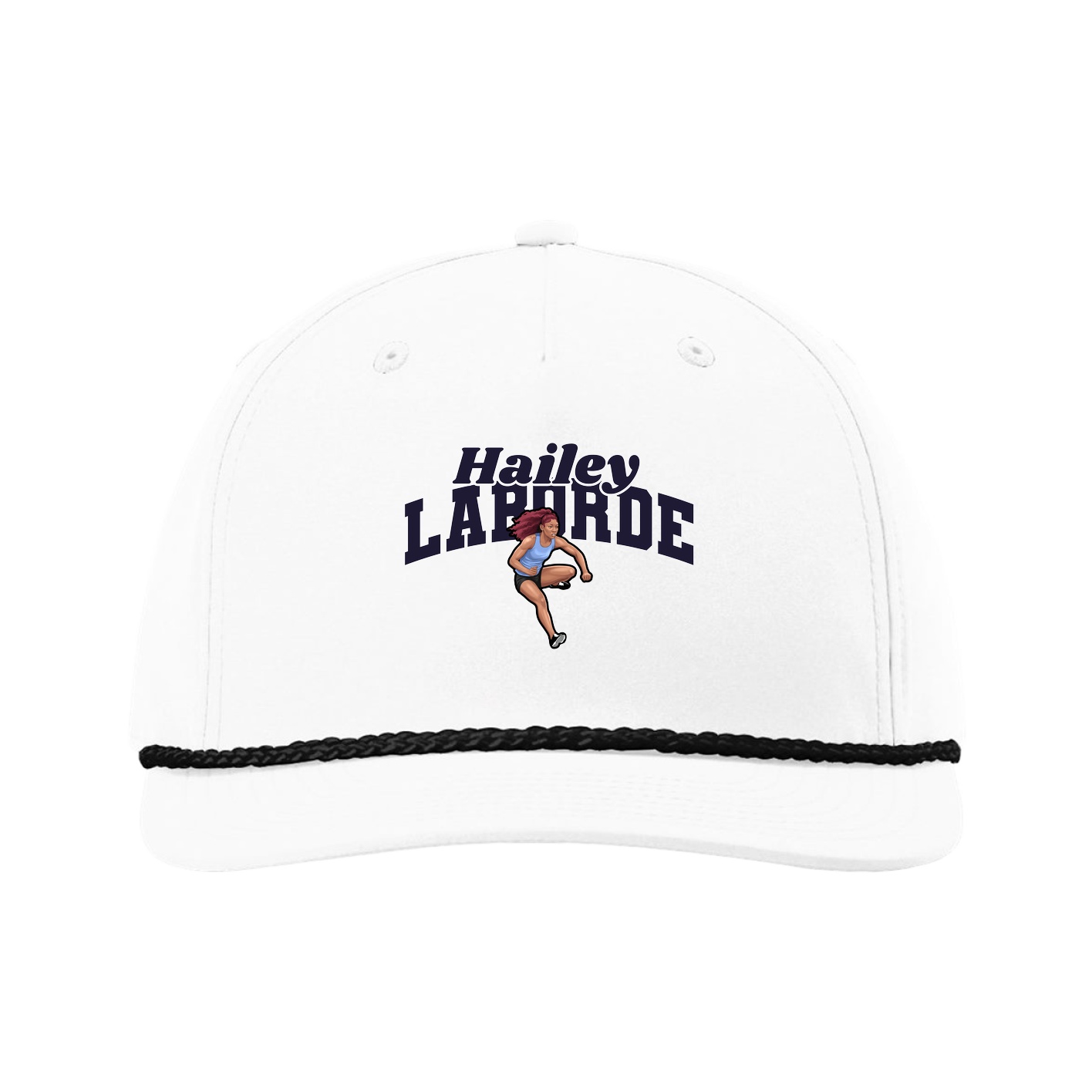 Five-Panel Classic Rope Cap — Signature Arch in White