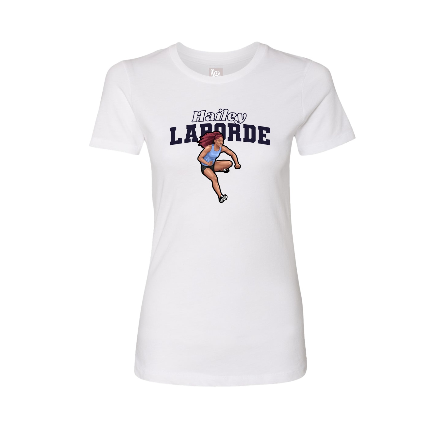 Fitted Women's Tee — Name Arch in White