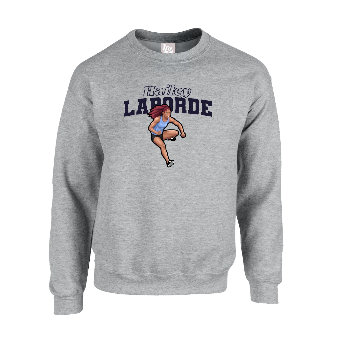 Fleece Crew — Name Arch in Grey