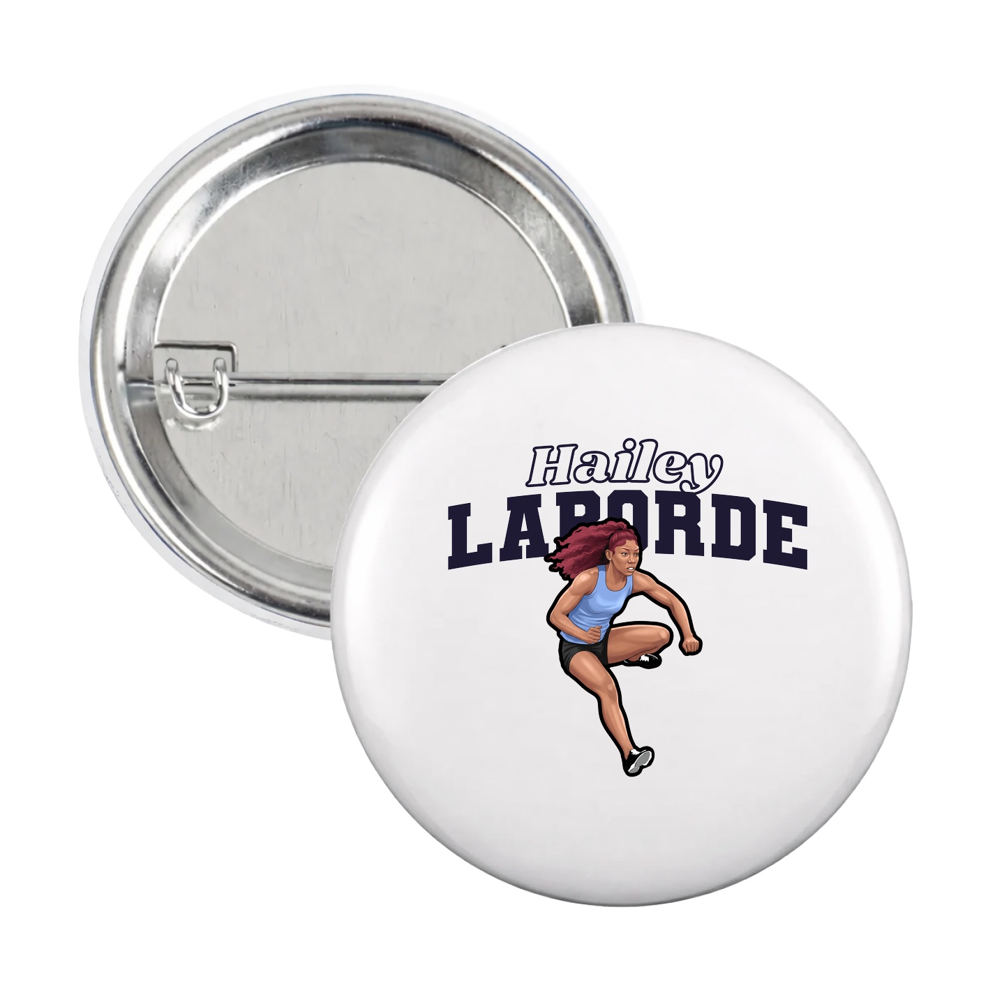 Game Day Button — Name Arch in White