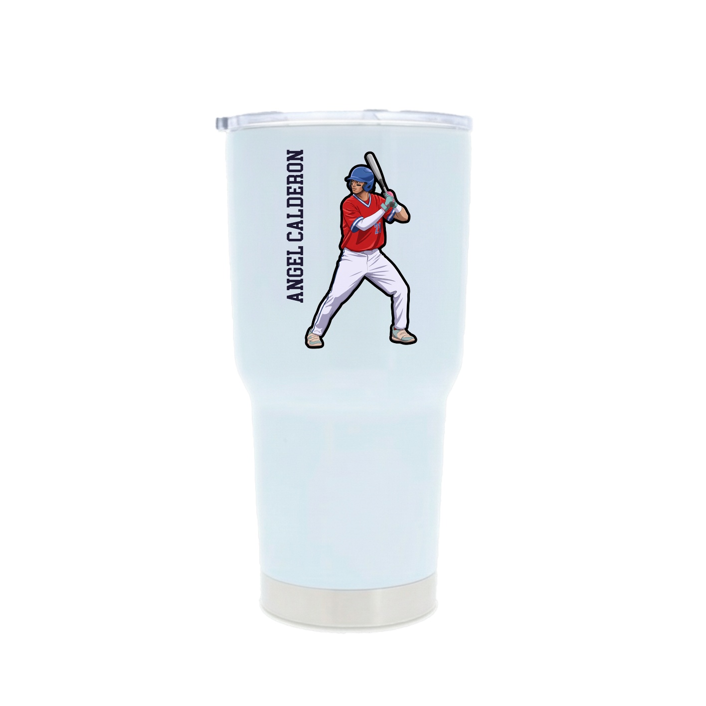30oz Stainless Steel Tumbler — Name Vertical in White